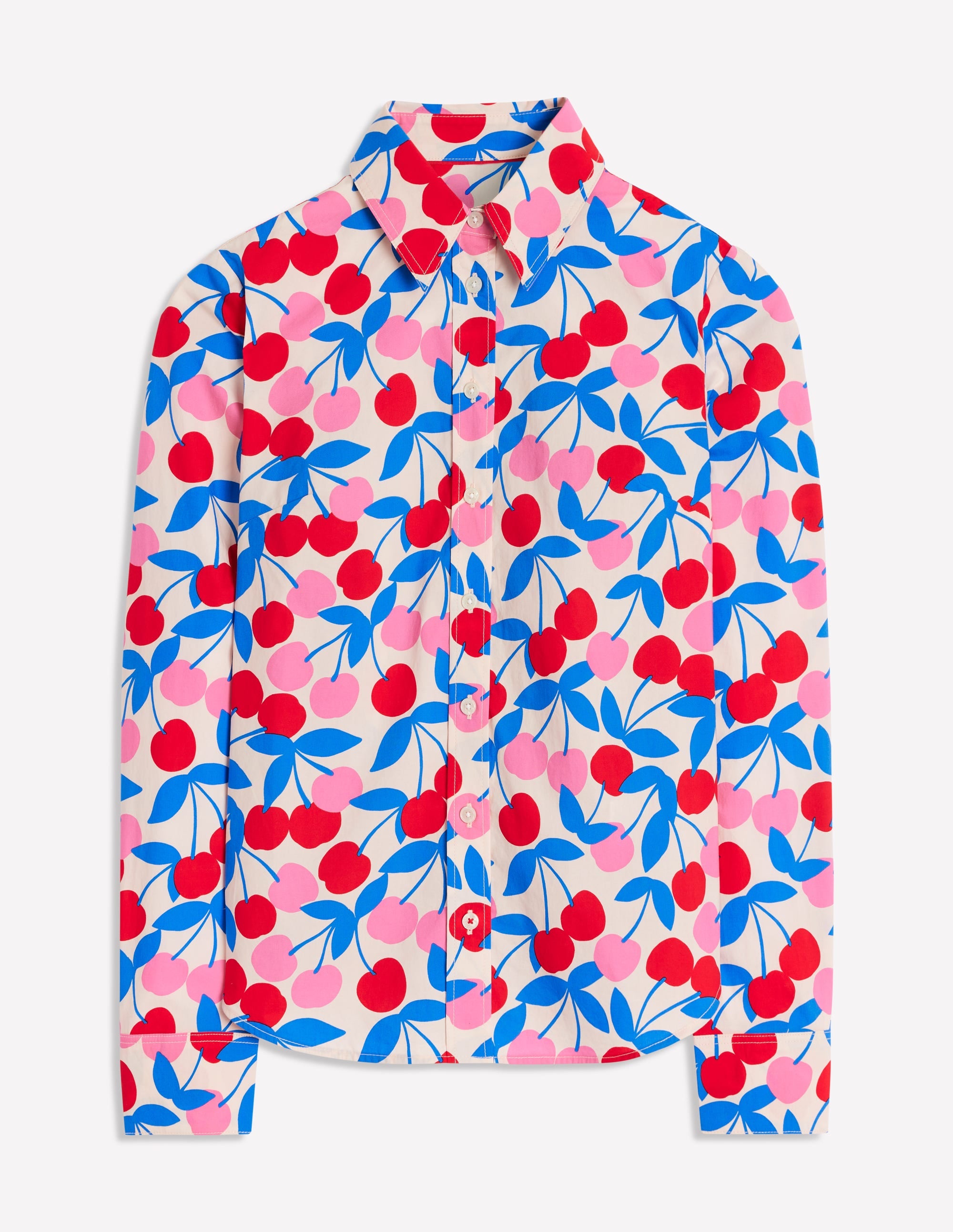 Sienna Cotton Shirt-Chalk Pink, Cherry Cascade - Image 6