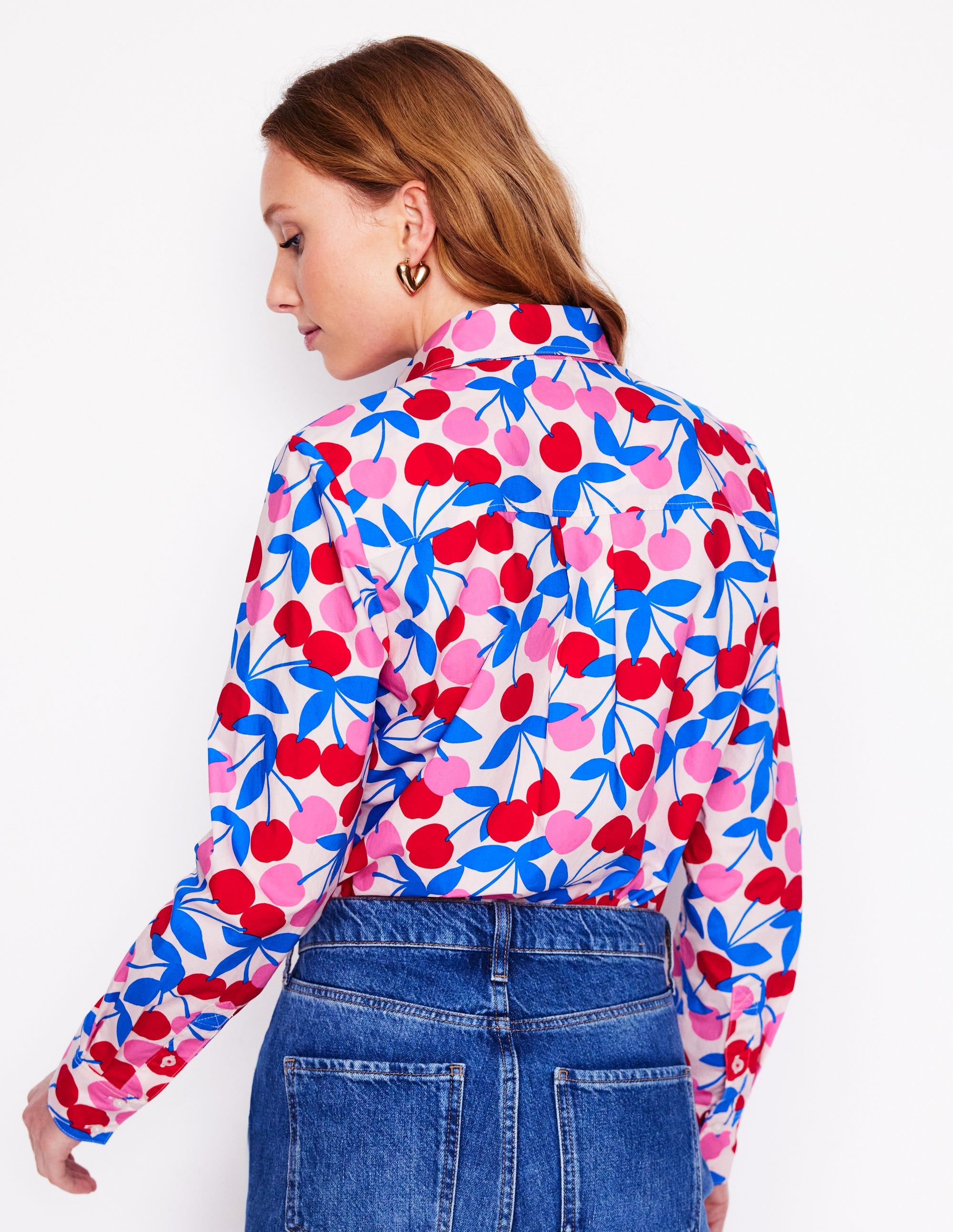 Sienna Cotton Shirt-Chalk Pink, Cherry Cascade - Image 3