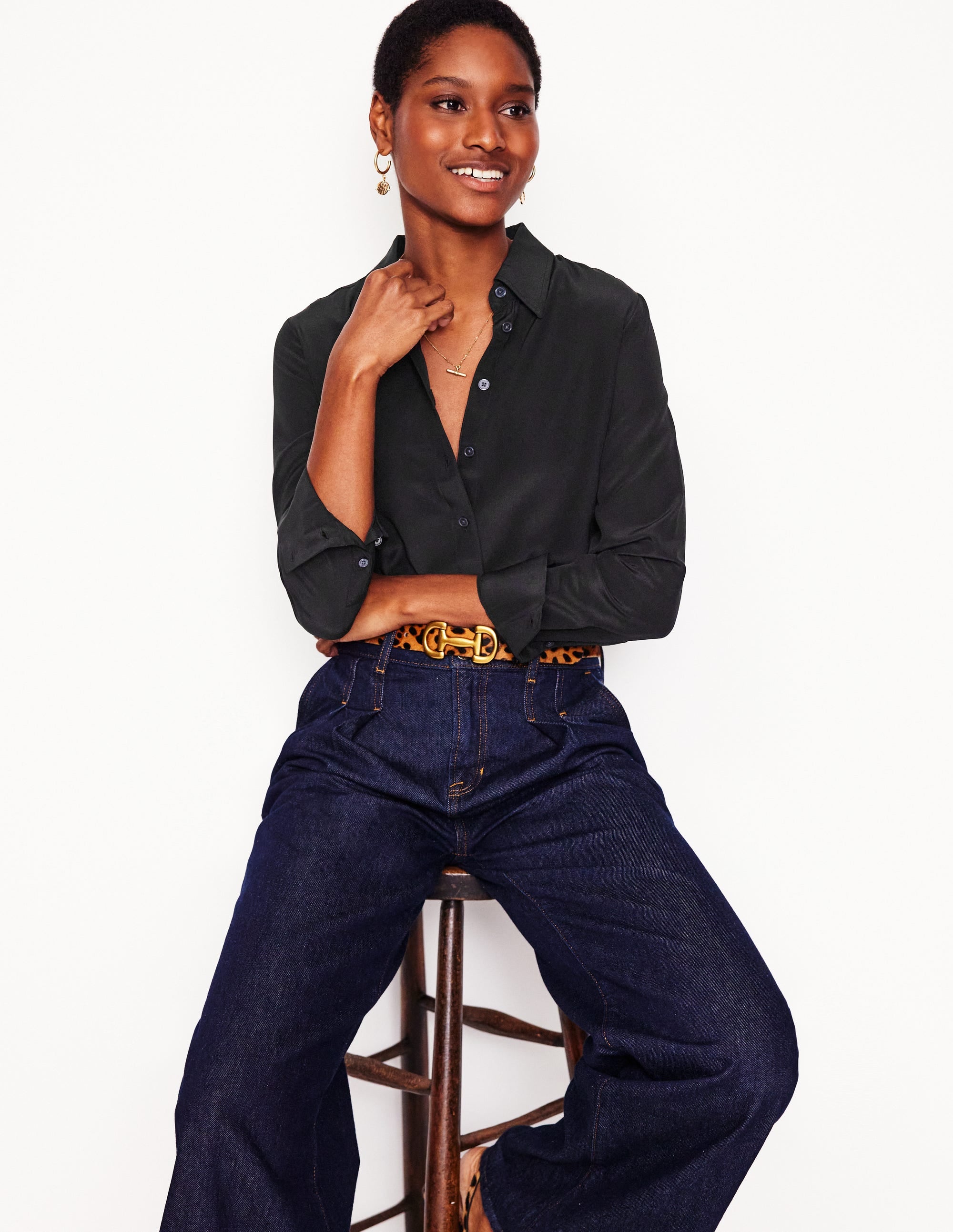 Sienna Silk Shirt-Black - Image 1