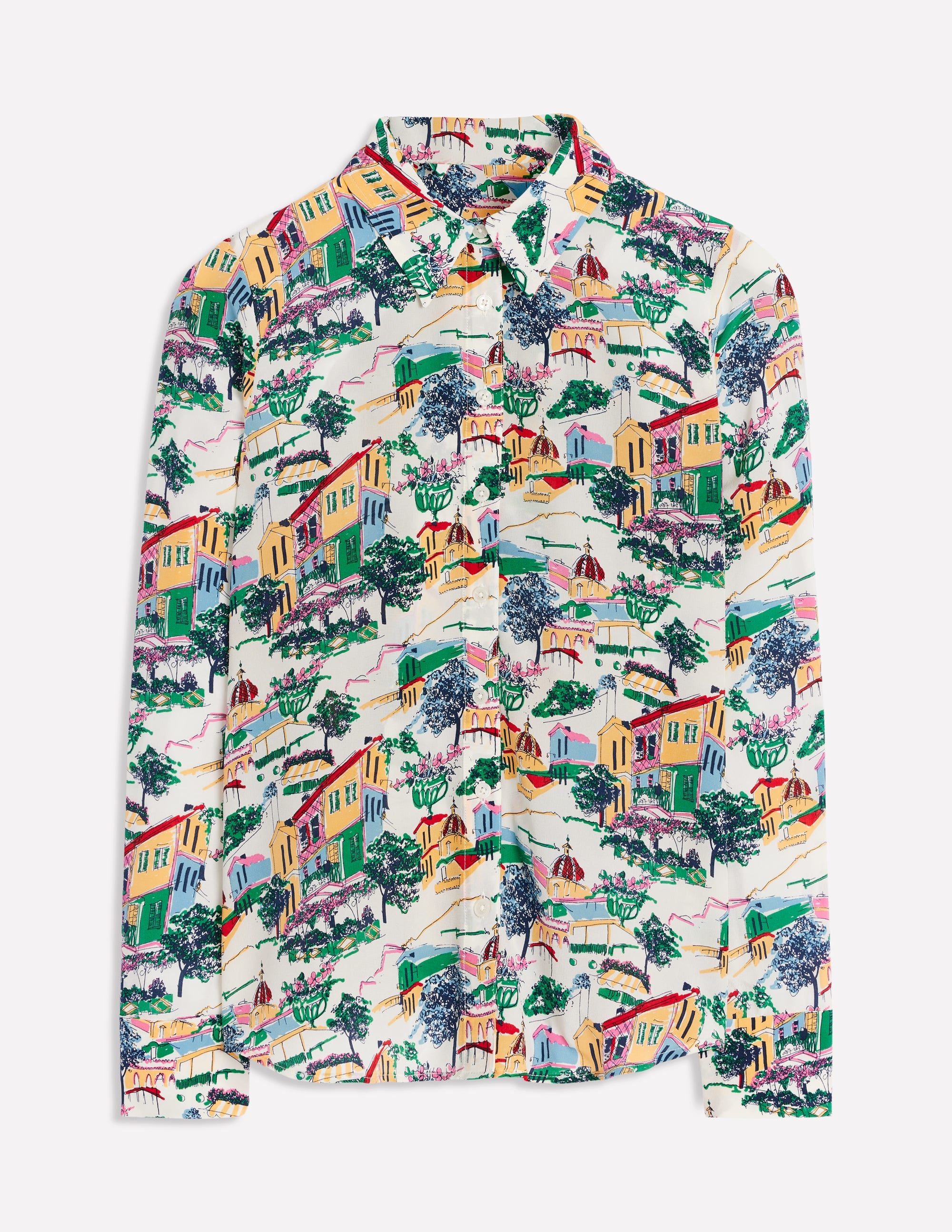 Sienna Silk Shirt-Multi, Painted Village - Image 6
