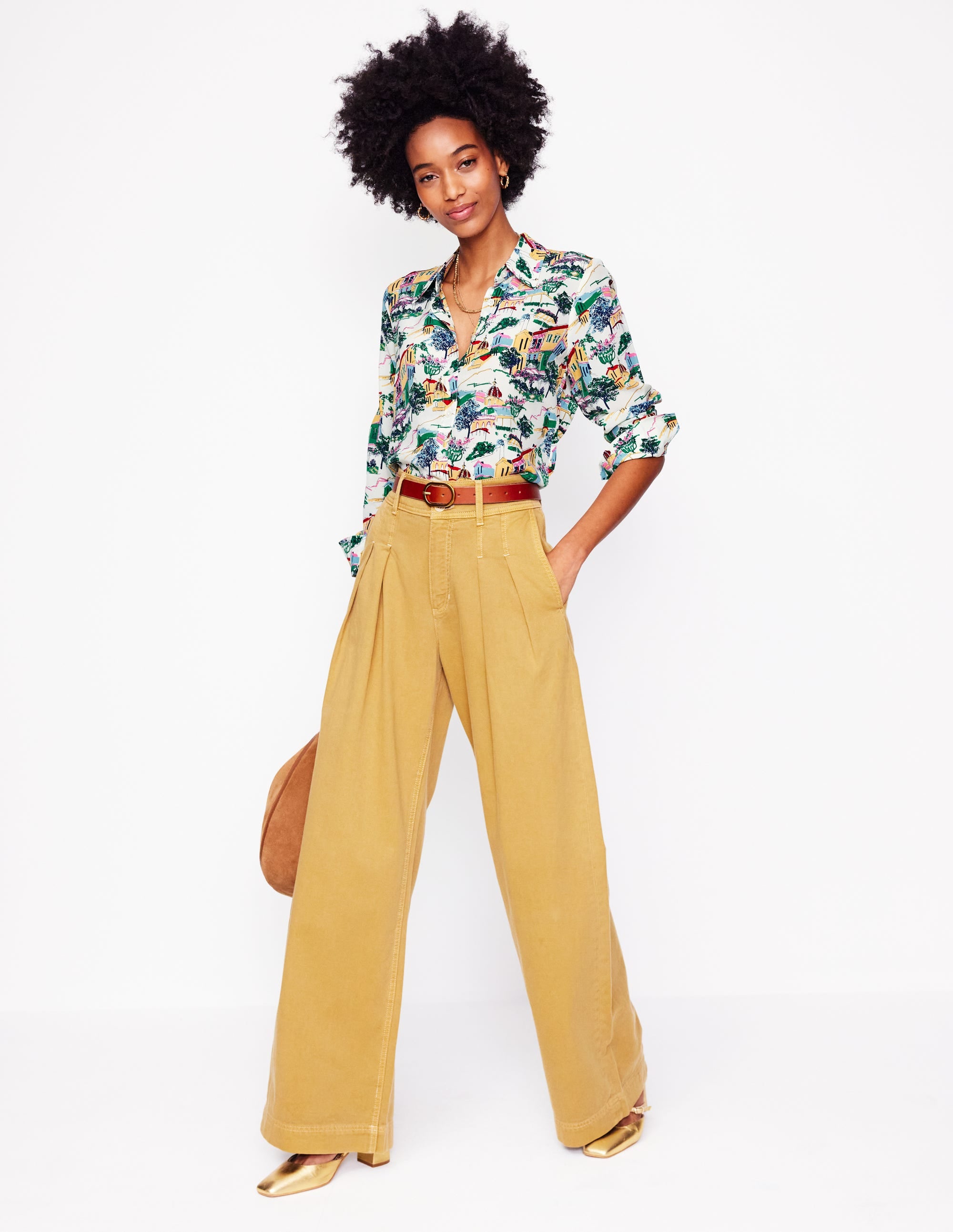 Sienna Silk Shirt-Multi, Painted Village - Image 1