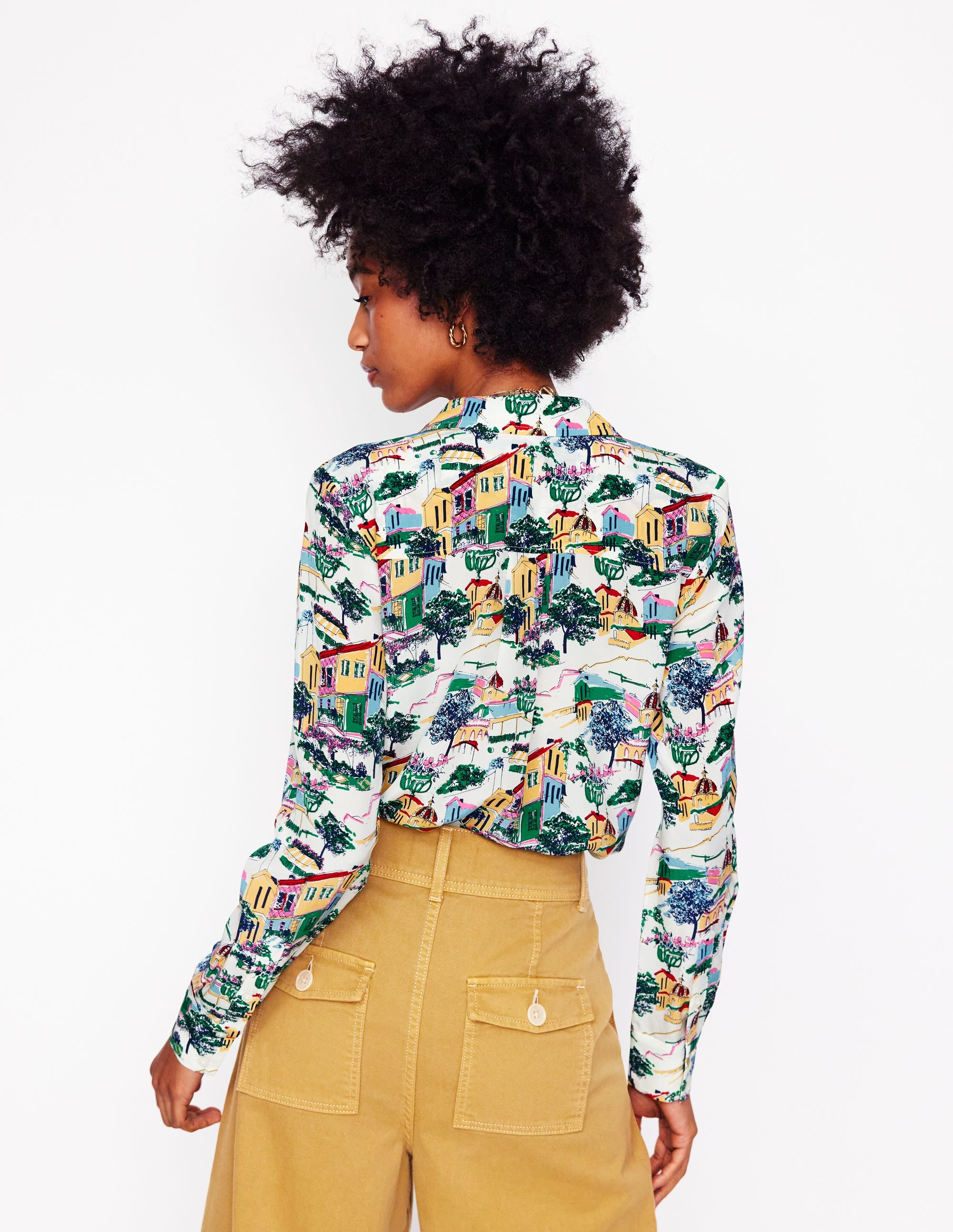 Sienna Silk Shirt-Multi, Painted Village - Image 3