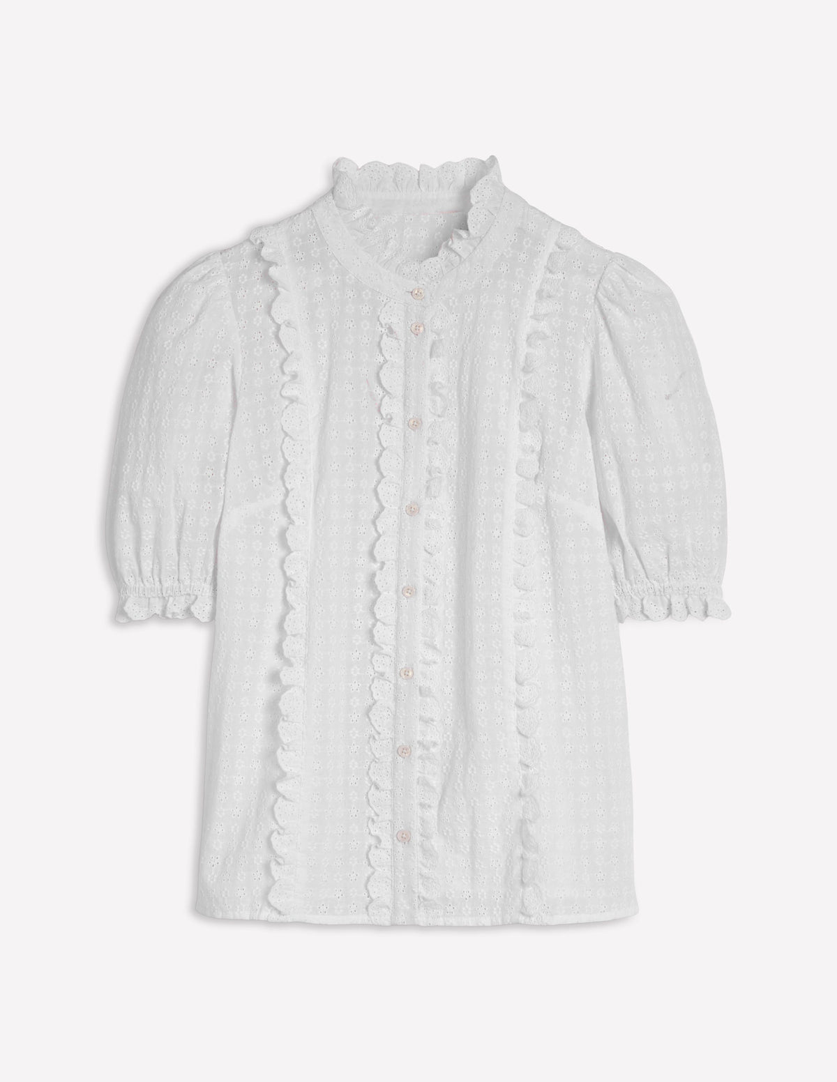 Feminine Cotton Blouse-White - Image 6