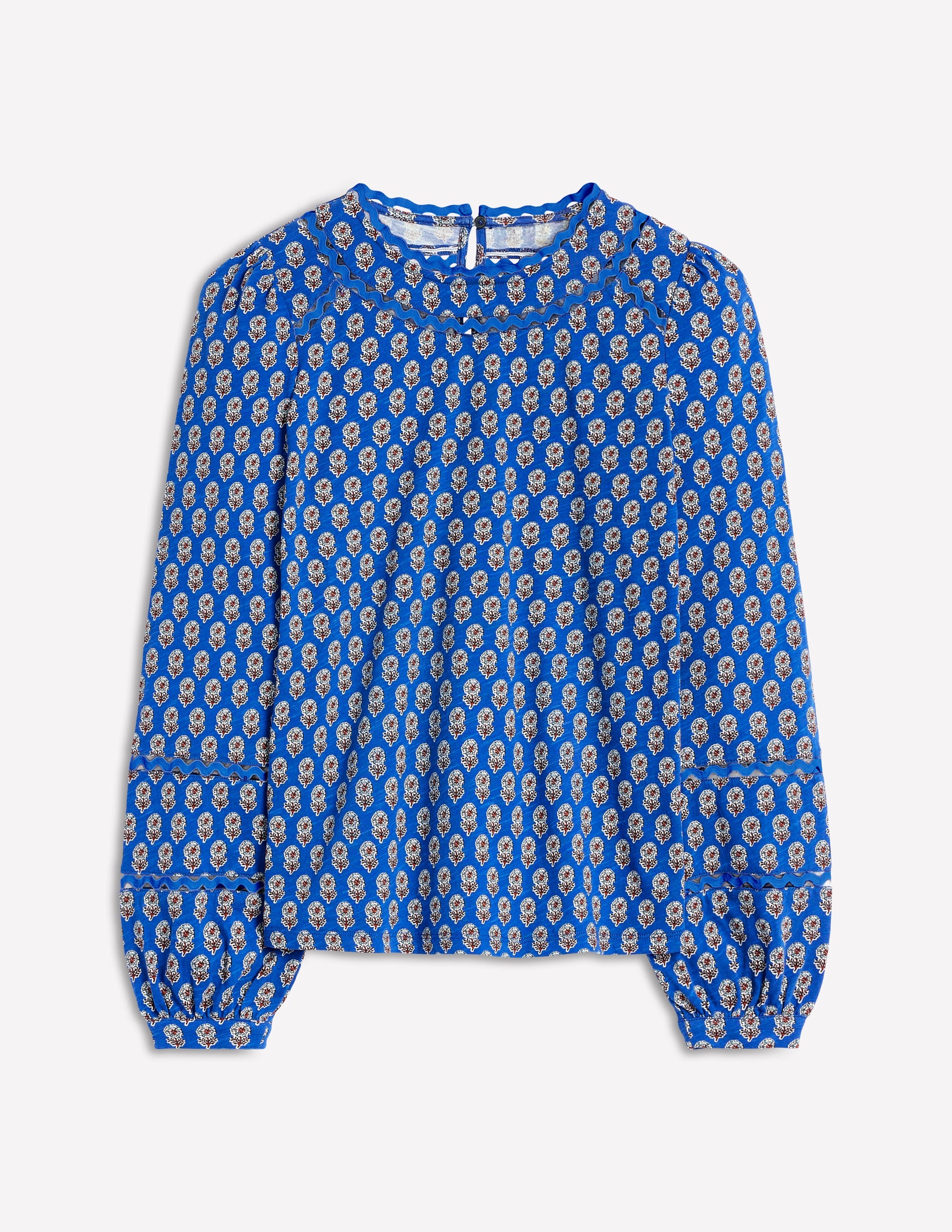Daisy Long Sleeve Top-Gallery Blue, Camellia Stamp - Image 5