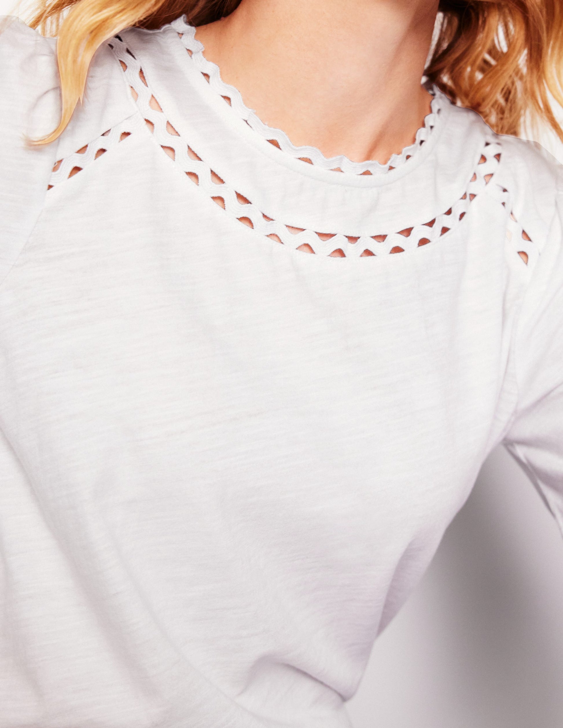 Daisy Long Sleeve Top-White-2