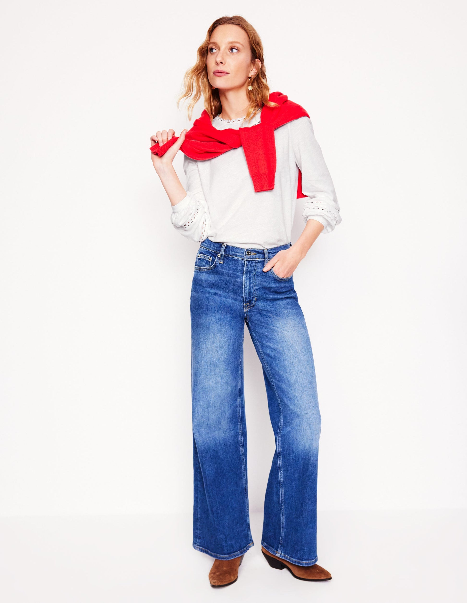 Daisy Long Sleeve Top-White-5