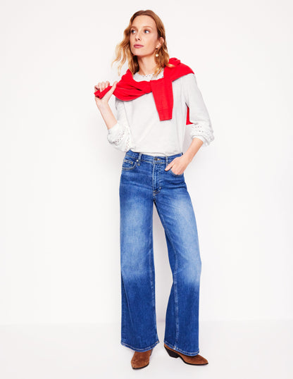 Daisy Long Sleeve Top-White-5