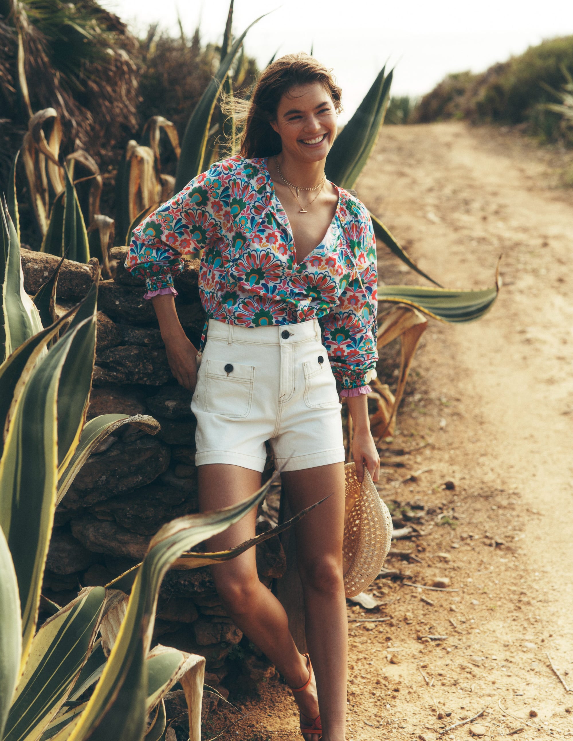 Easy Cotton Blouse-Multi, Decorative Dandelion - Image 2