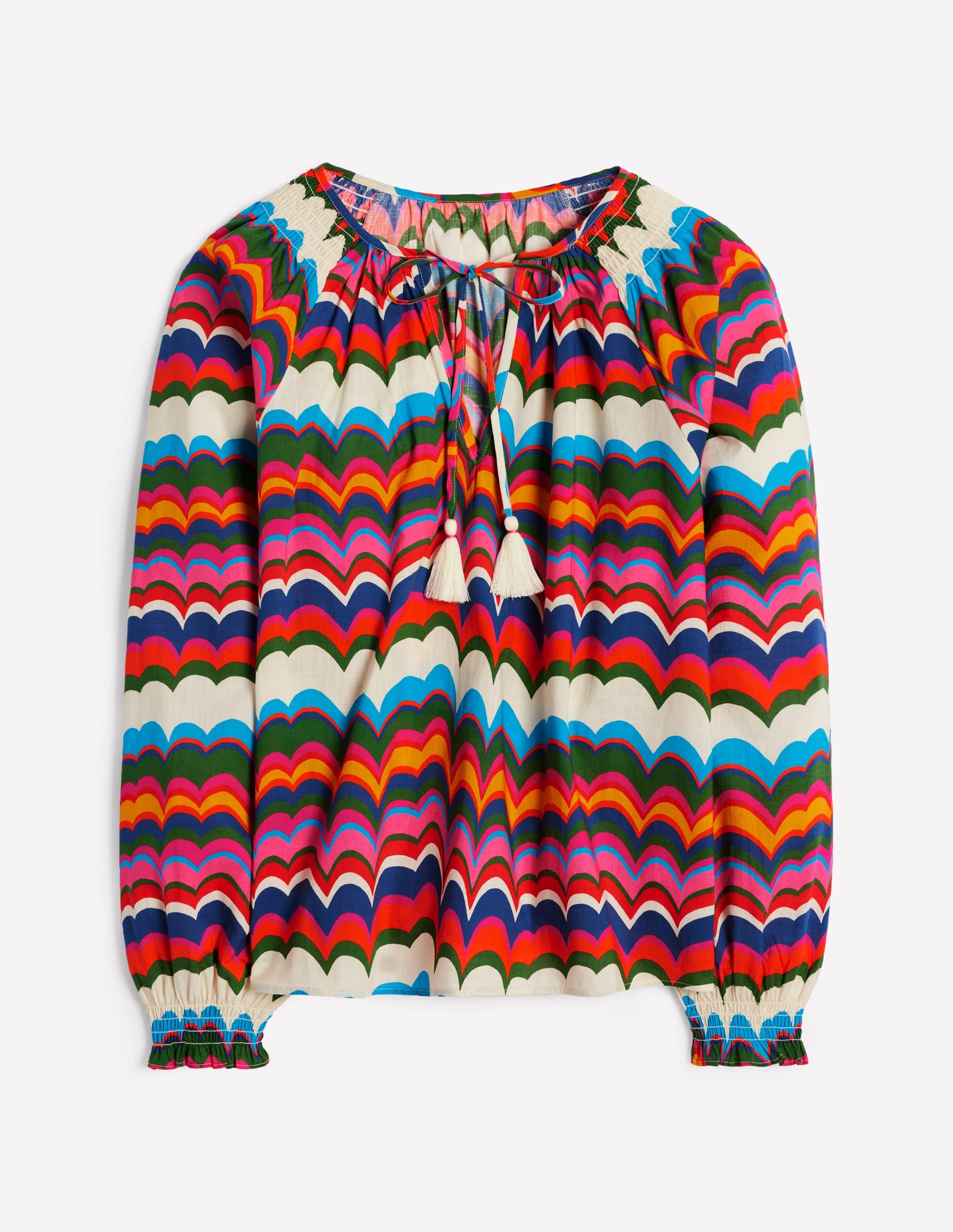 Easy Cotton Blouse-Multi, Abstract Wave - Image 6