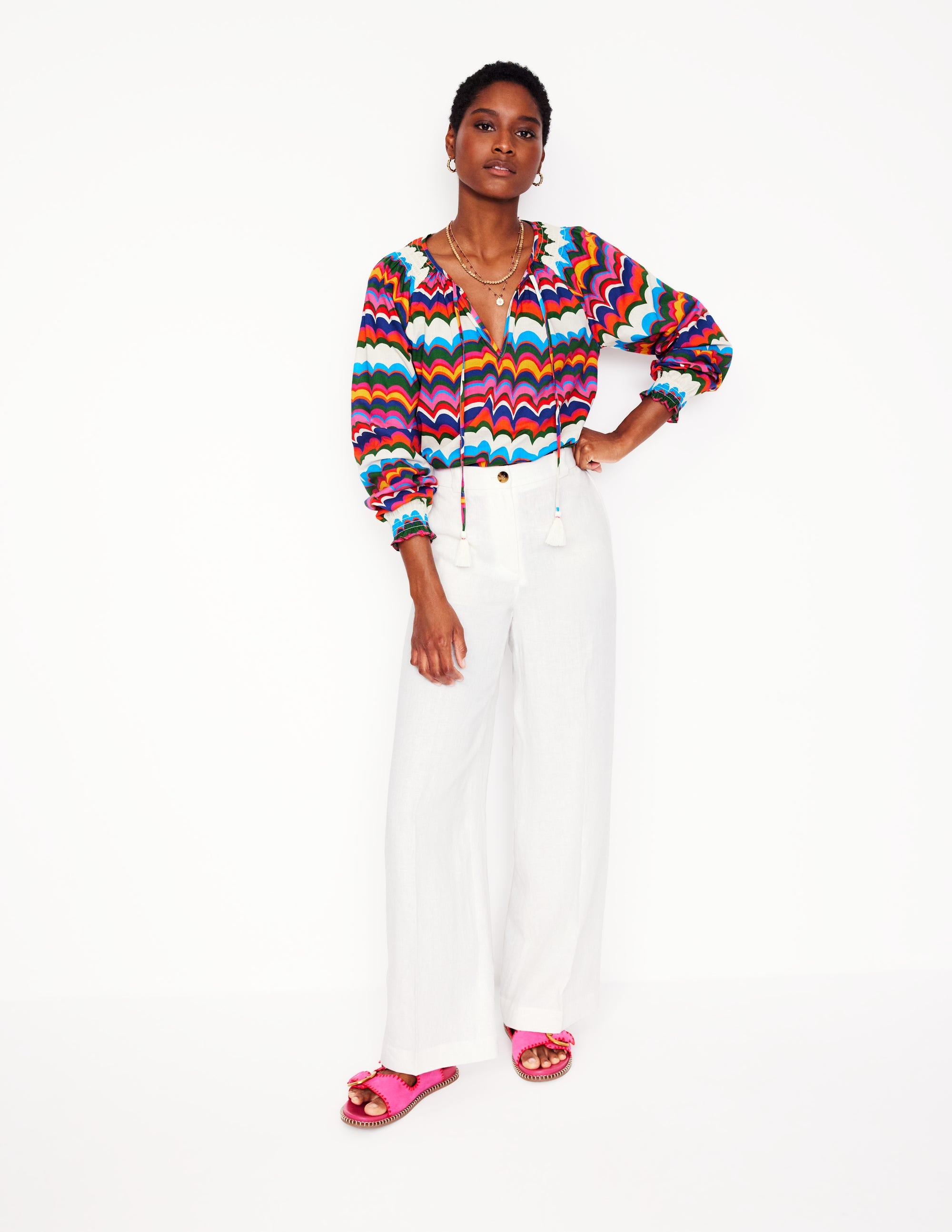 Easy Cotton Blouse-Multi, Abstract Wave - Image 5