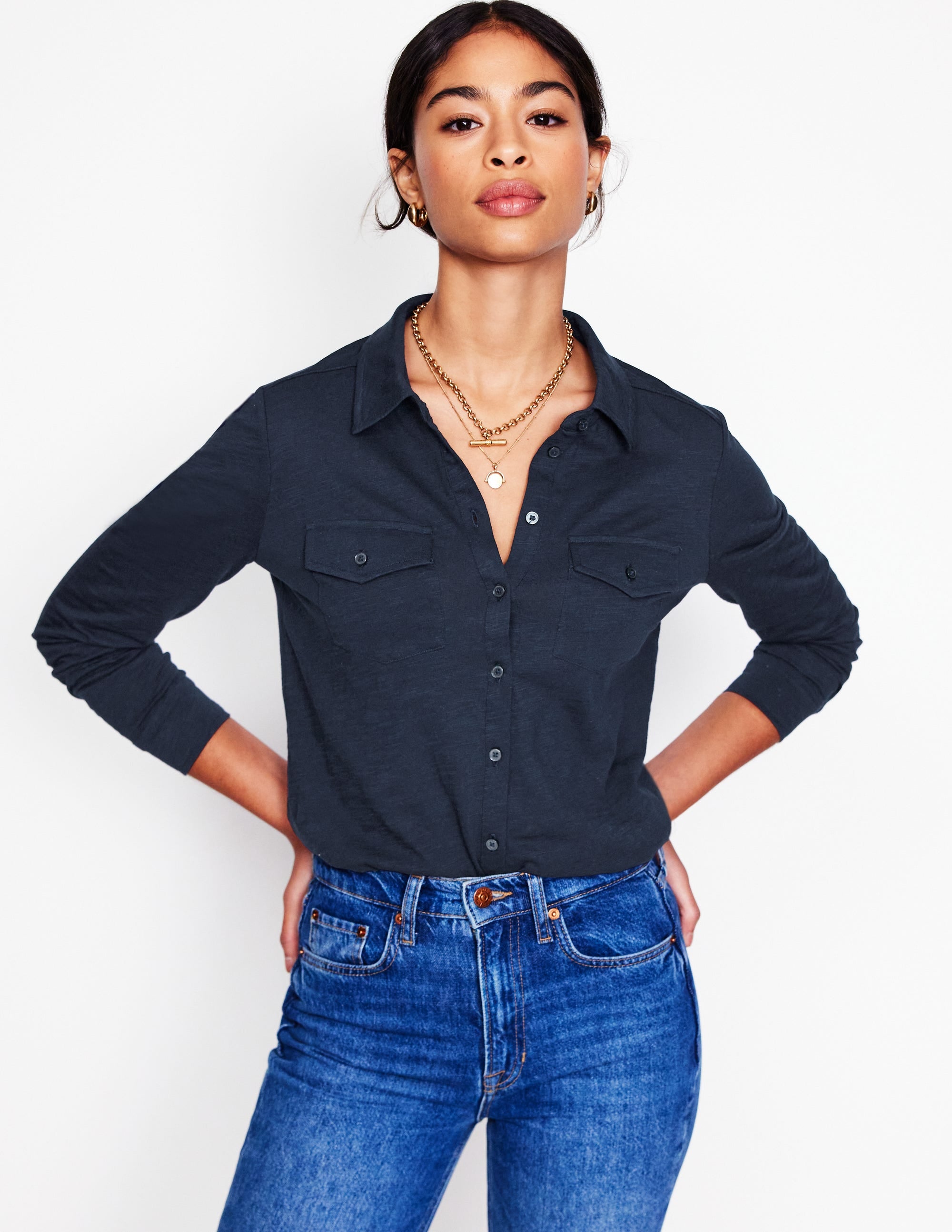 Amy Jersey Shirt-Navy - Image 1