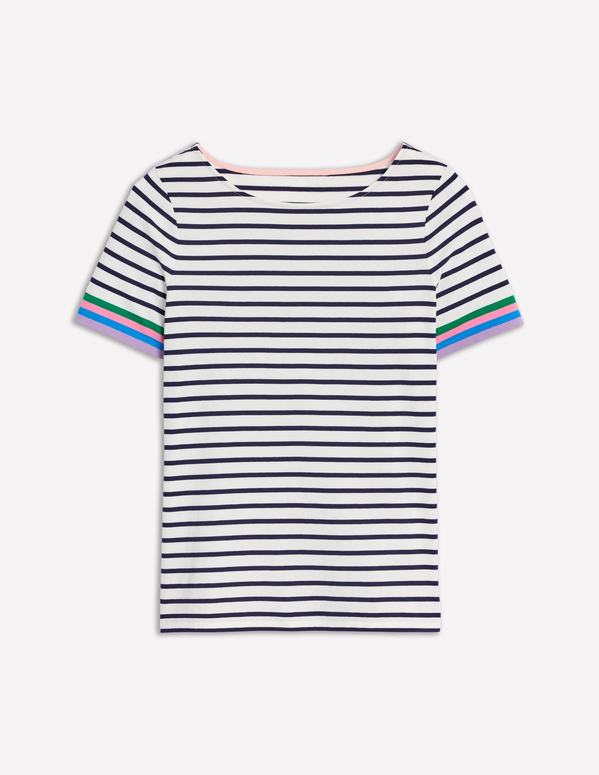 Ella Short Sleeve Breton-Emerald, Purple Sleeve Stripe - Image 5