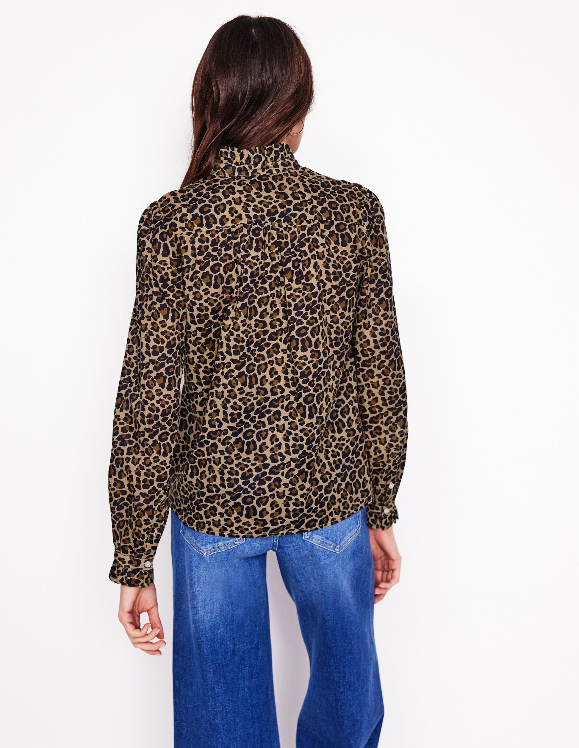Felicity Cotton Blouse-Camel, Cheetah Pop-3
