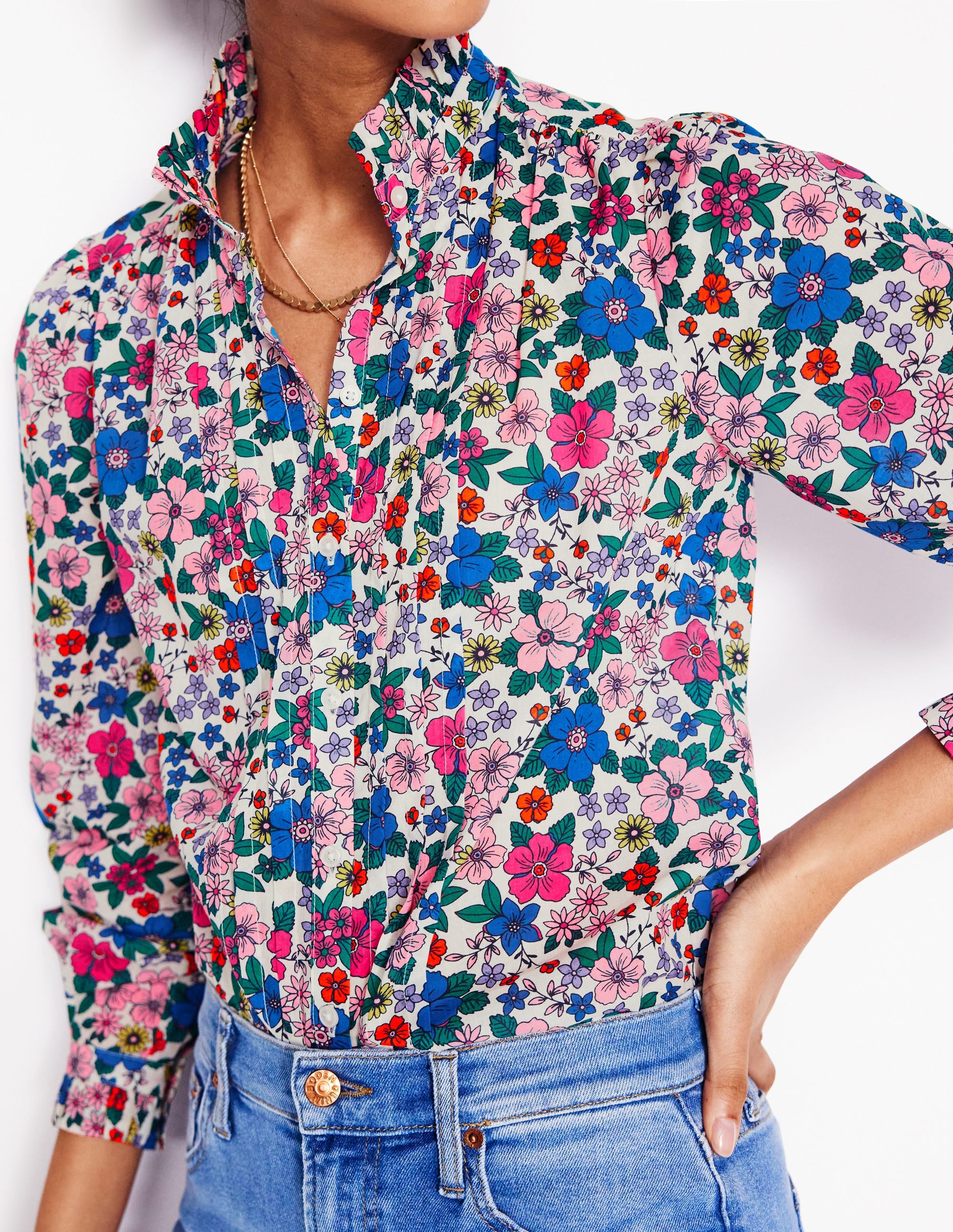 Felicity Cotton Blouse-Multi, Blossom Scatter - Image 3