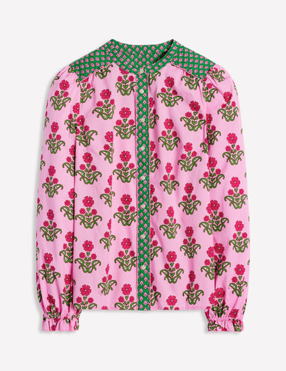 Arabella Cotton Blouse-Meadowsweet Pink, Pansy Stamp-6