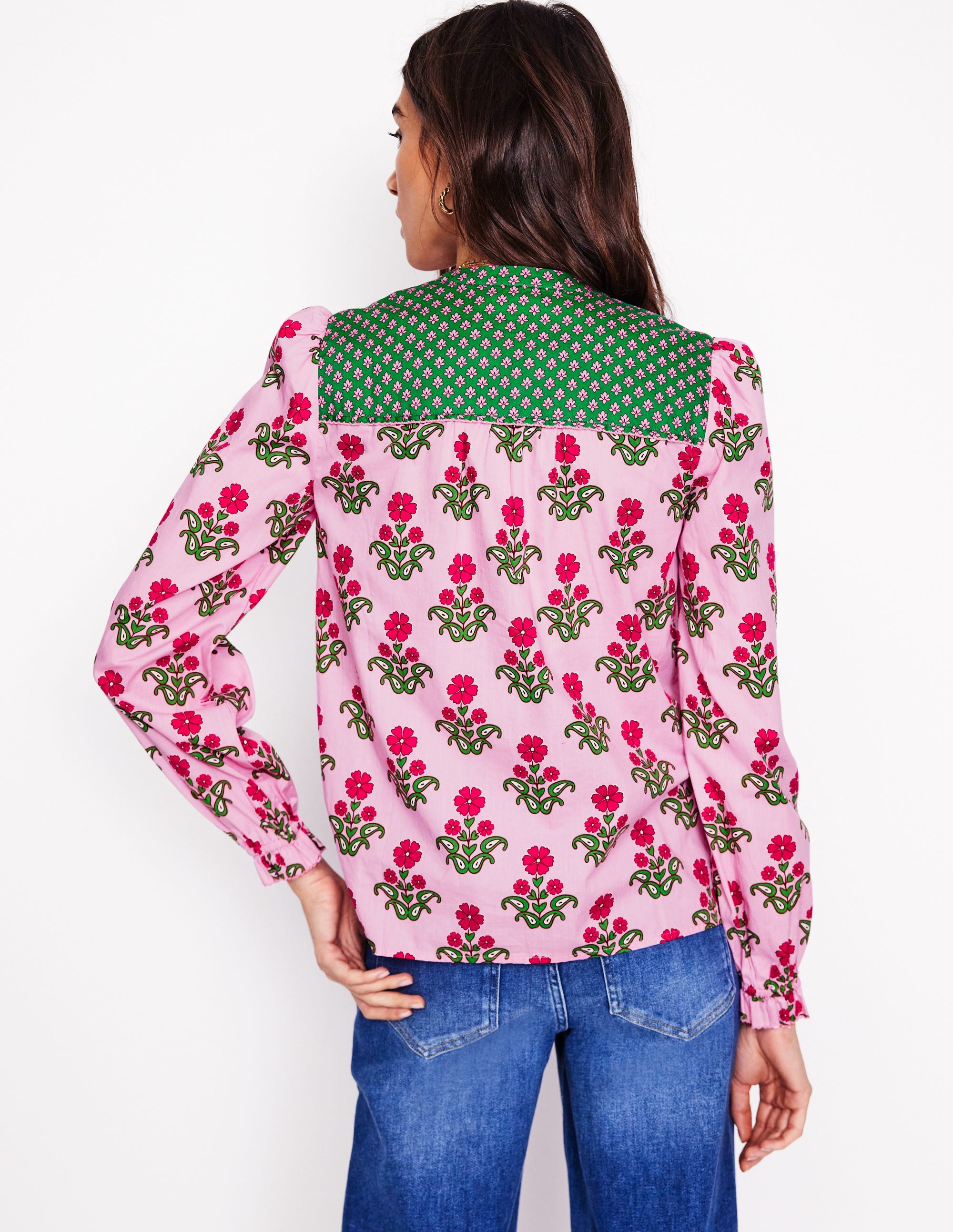 Arabella Cotton Blouse-Meadowsweet Pink, Pansy Stamp - Image 3