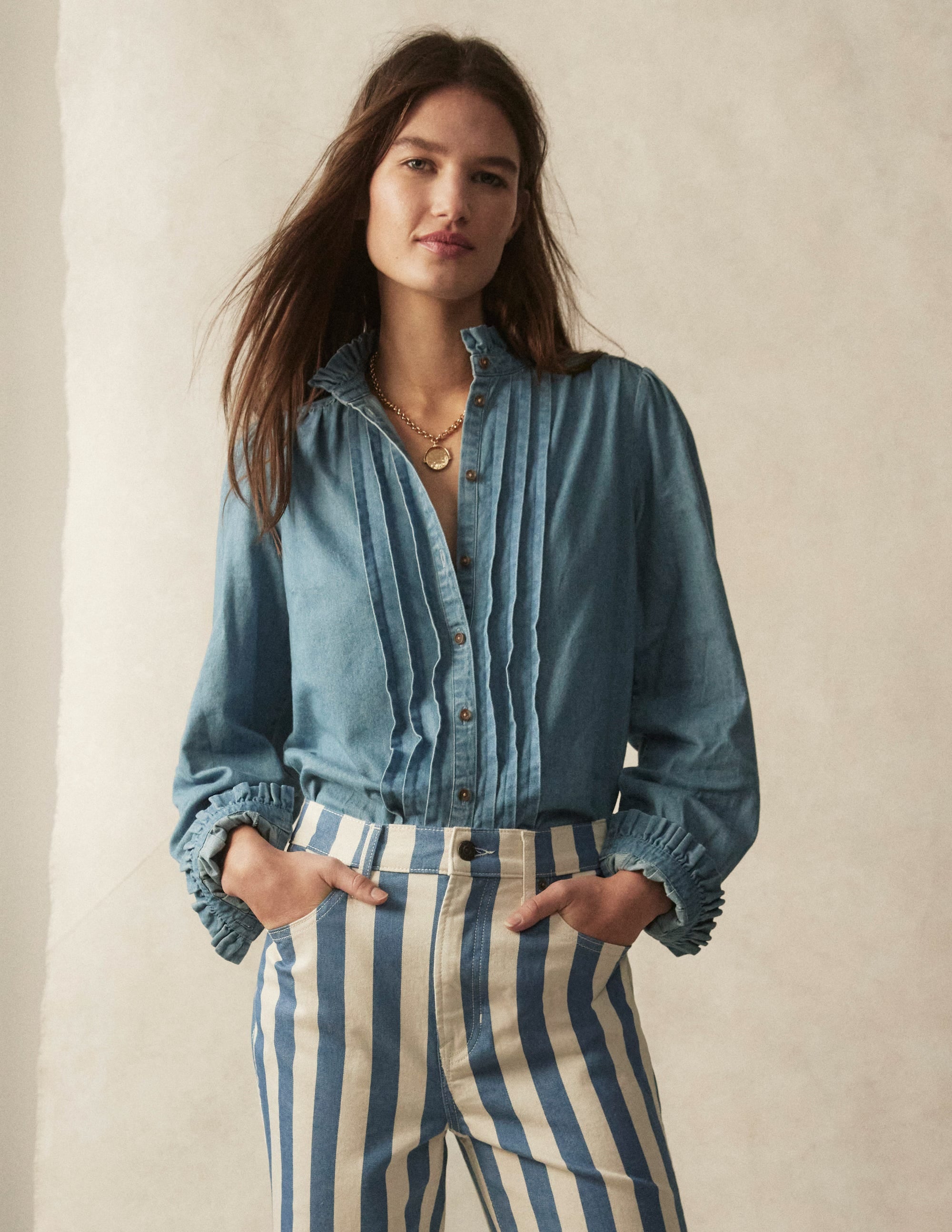 Felicity Denim Blouse-Light Authentic - Image 7