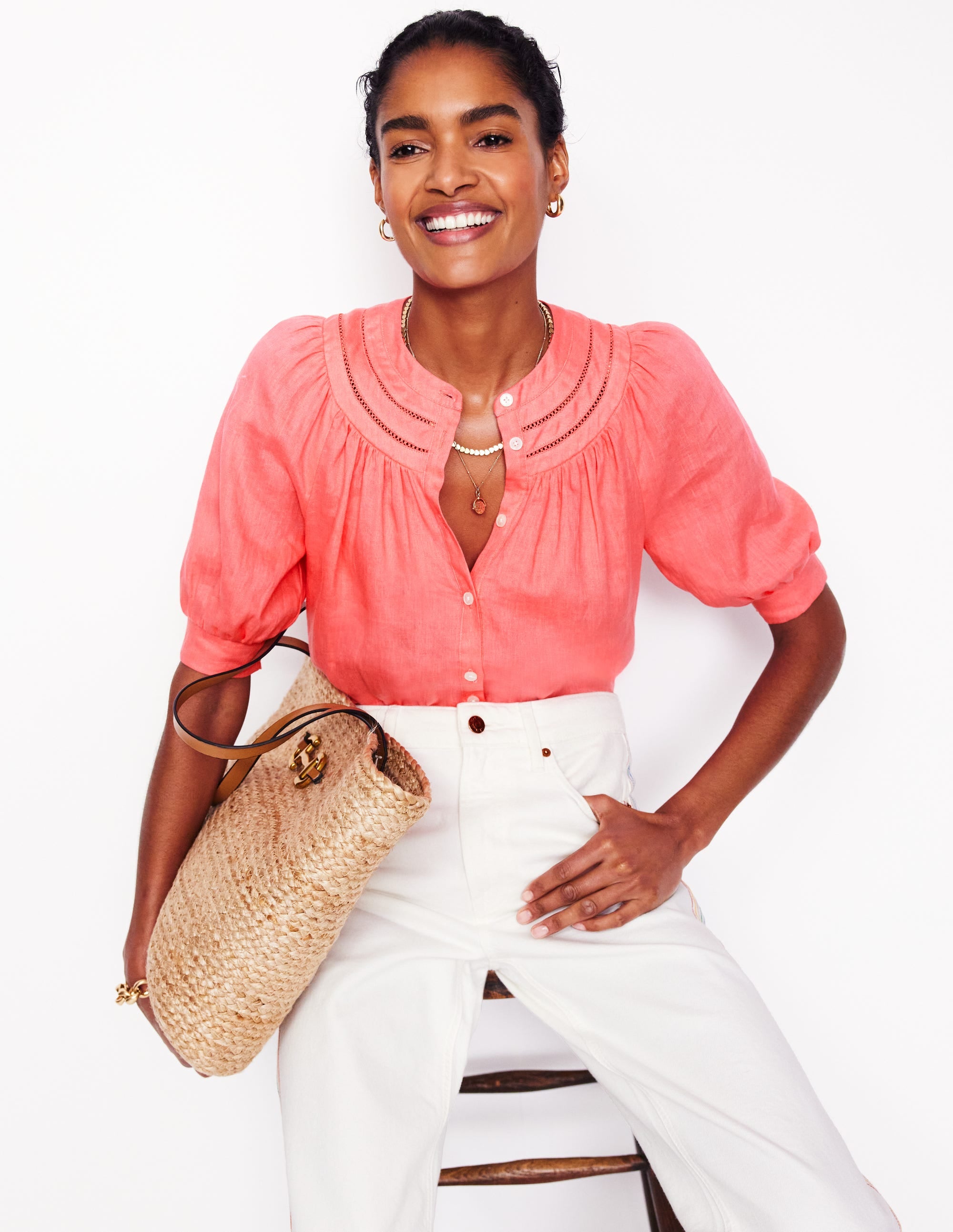 Bea Linen Top-Azealia Pink - Image 1