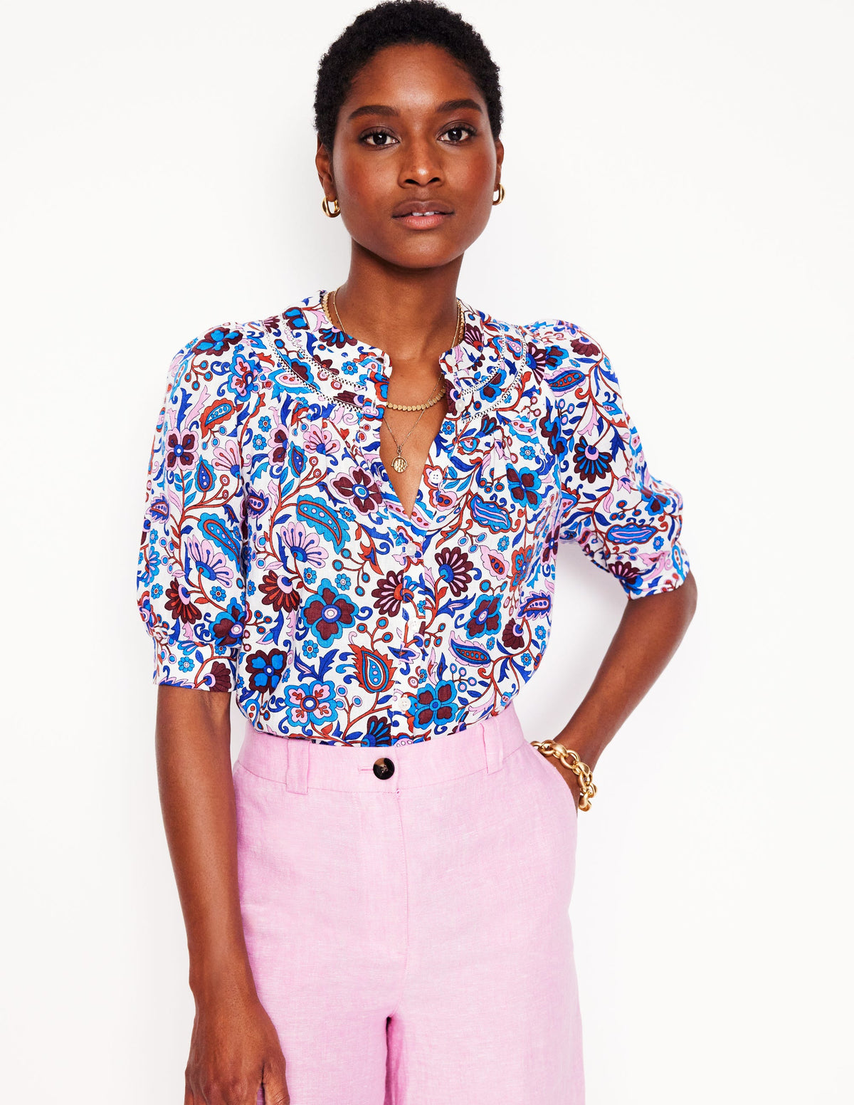 Bea Linen Top-Multi, Oriental Paradise - Image 1