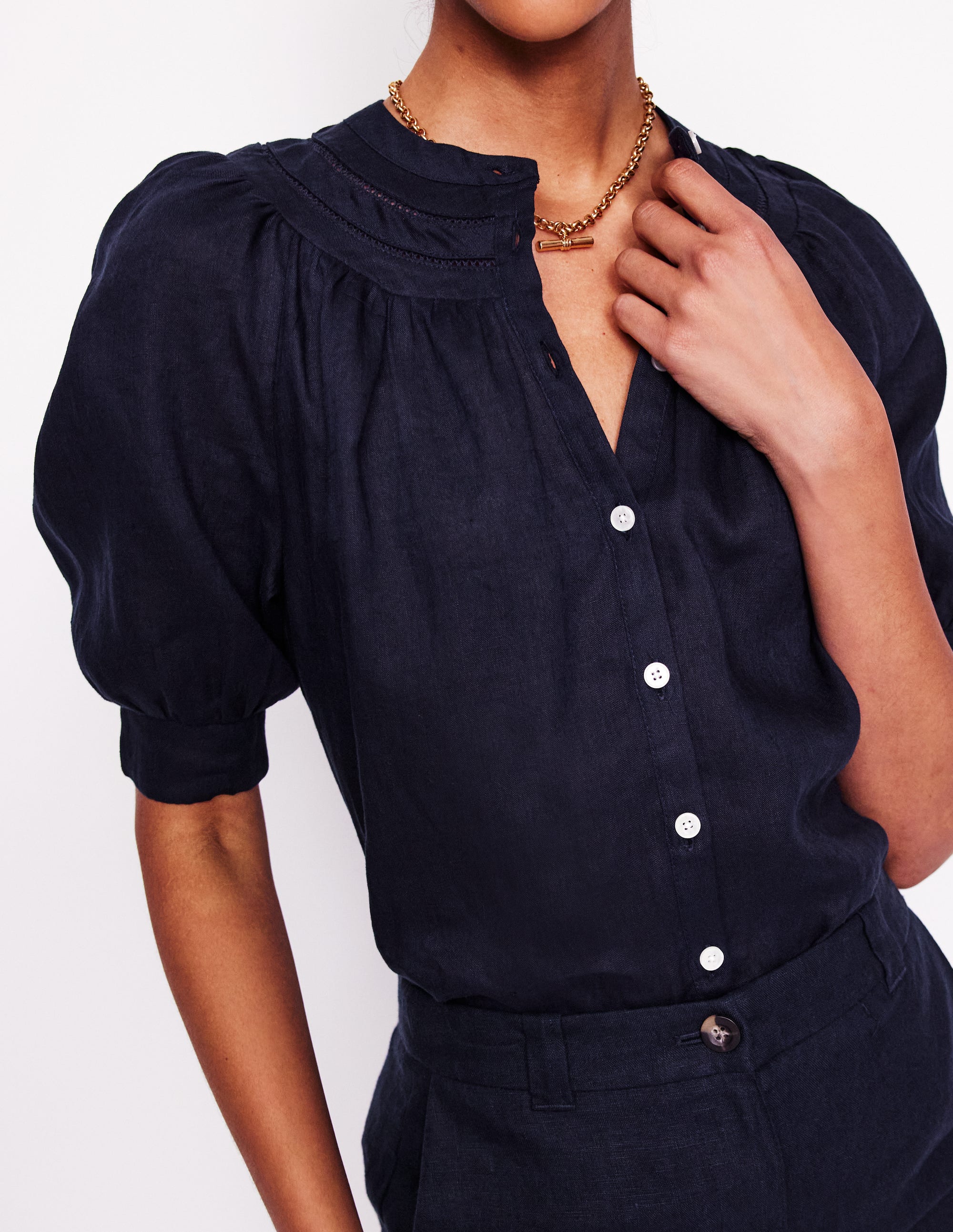 Bea Linen Top-Navy - Image 2
