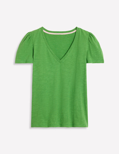 V Neck Slub T-shirt-Paradise Green | Boden UK