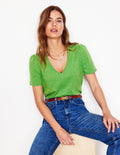 Sophie V-neck Slub T-shirt-Paradise Green