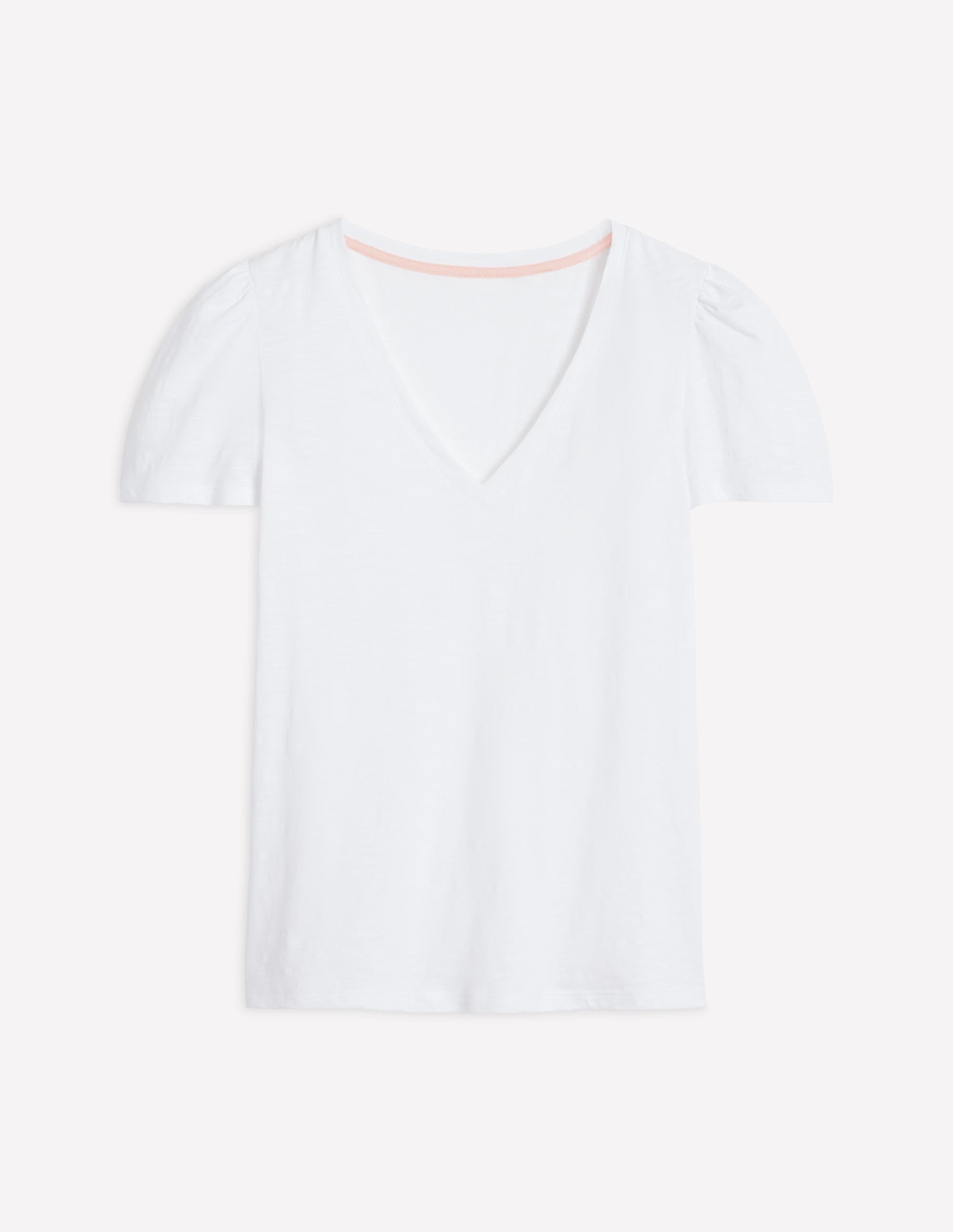 Sophie V-neck Slub T-shirt-White - Image 6