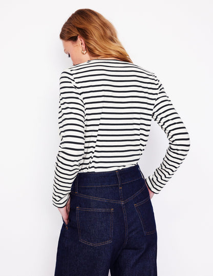 Novelty Long Sleeve Jersey Top-Ivory, Navy Cherries-4