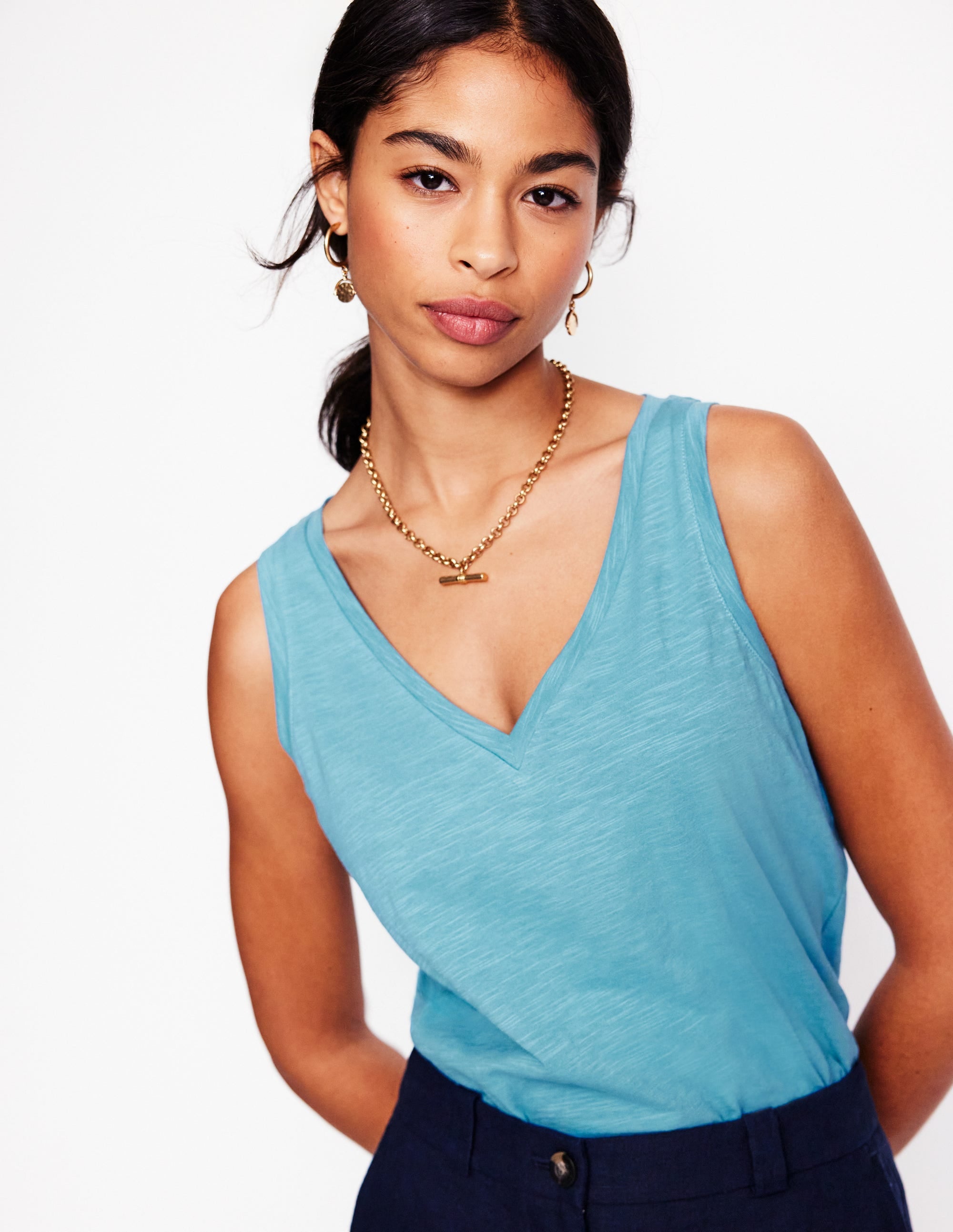Sophie Slub Vest-Duck Egg Blue - Image 1