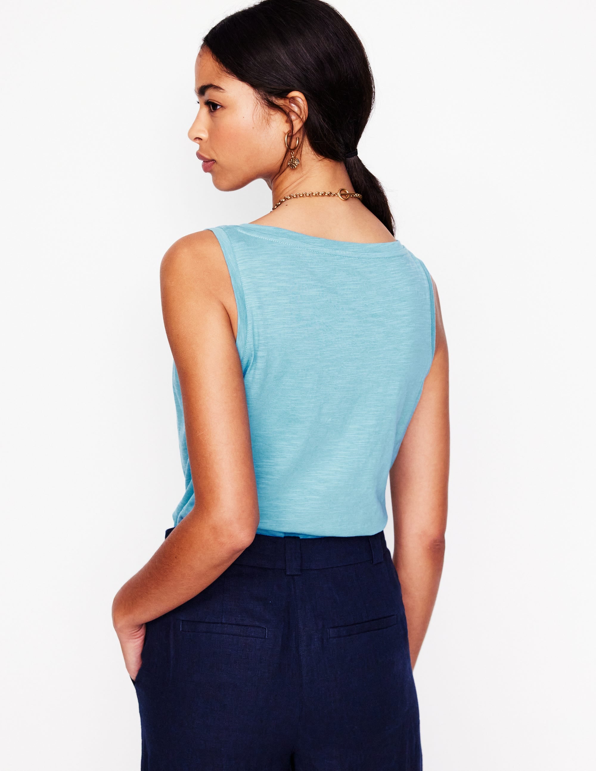 Sophie Slub Vest-Duck Egg Blue - Image 3