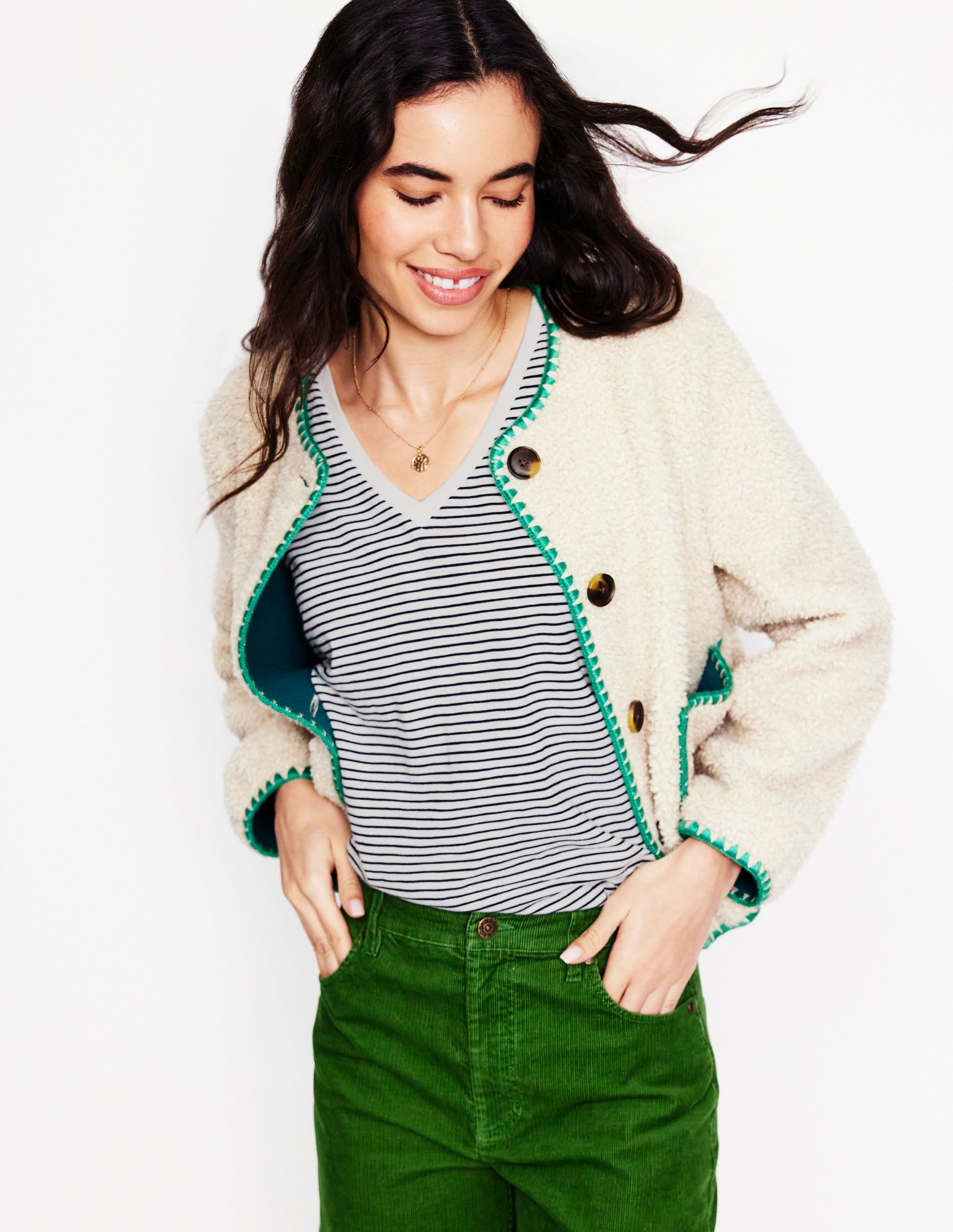 Sophie Slub Vest-Navy, Ivory Stripe - Image 4