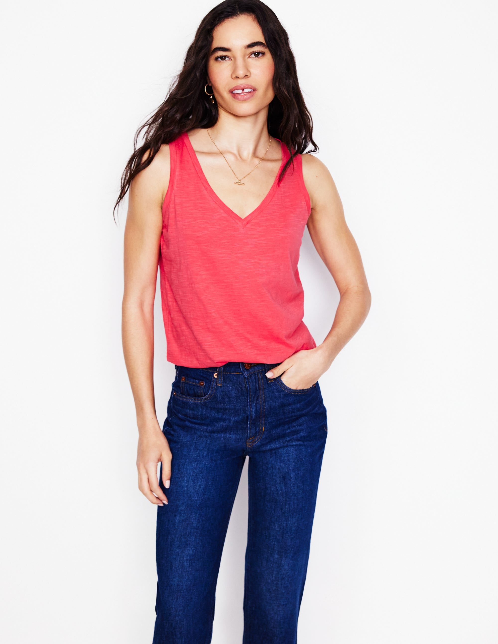 Sophie Slub Vest-Camelia Pink - Image 1