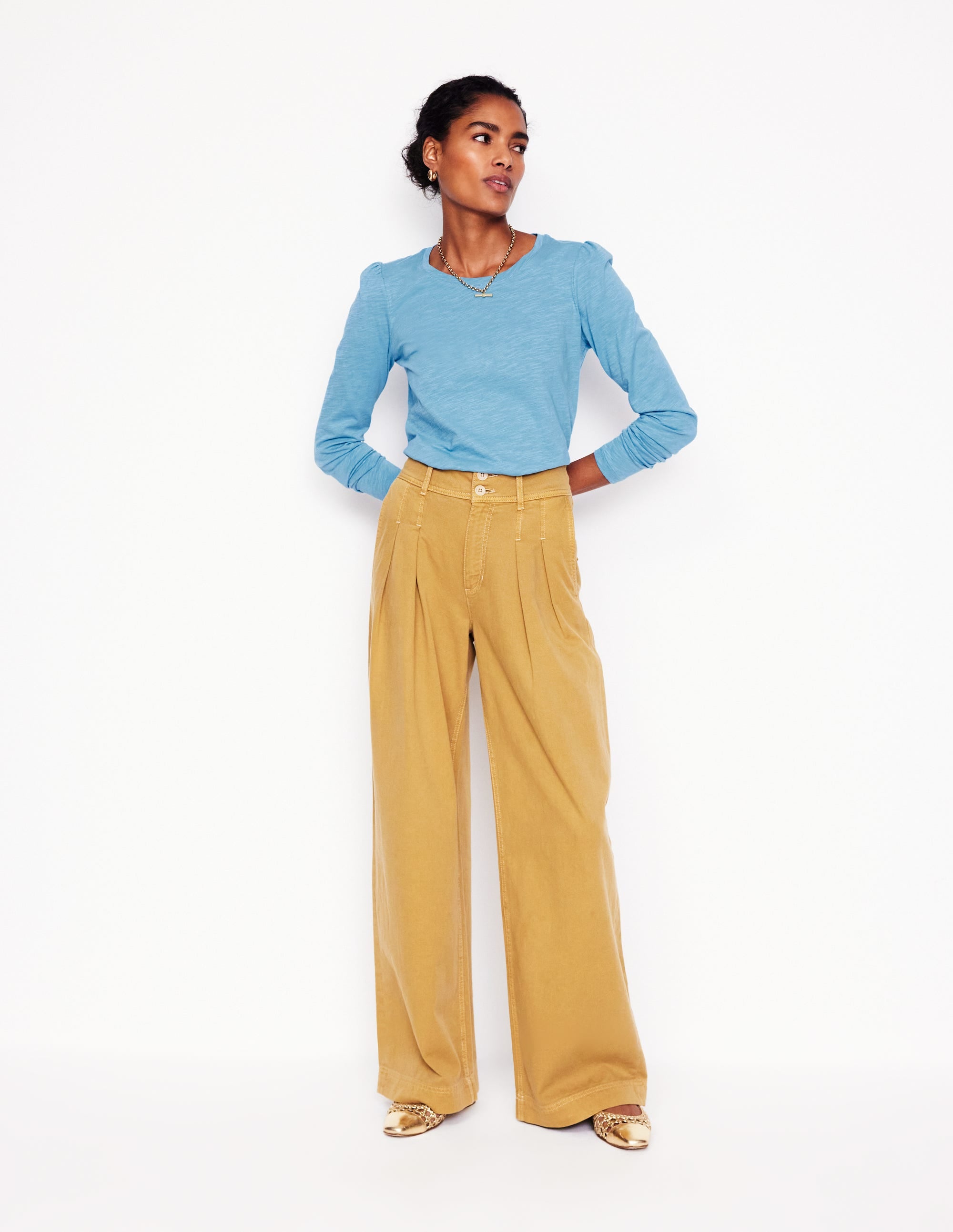 Cotton Crew Long Sleeve Top-Duck Egg Blue - Image 4