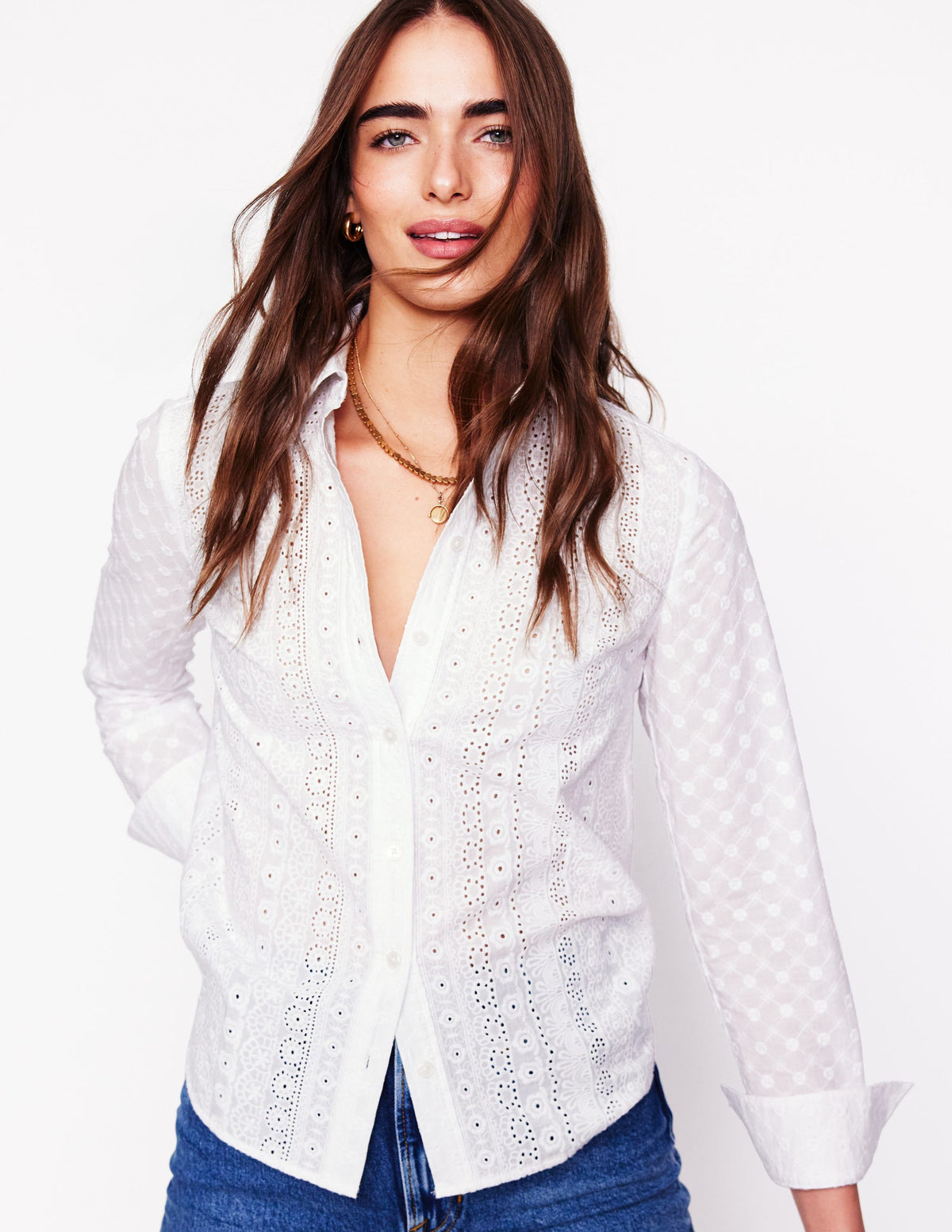 Sienna Fabric Interest Shirt-White - Image 1
