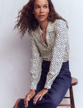 Lace Collar Blouse-Ivory, Painted Dot