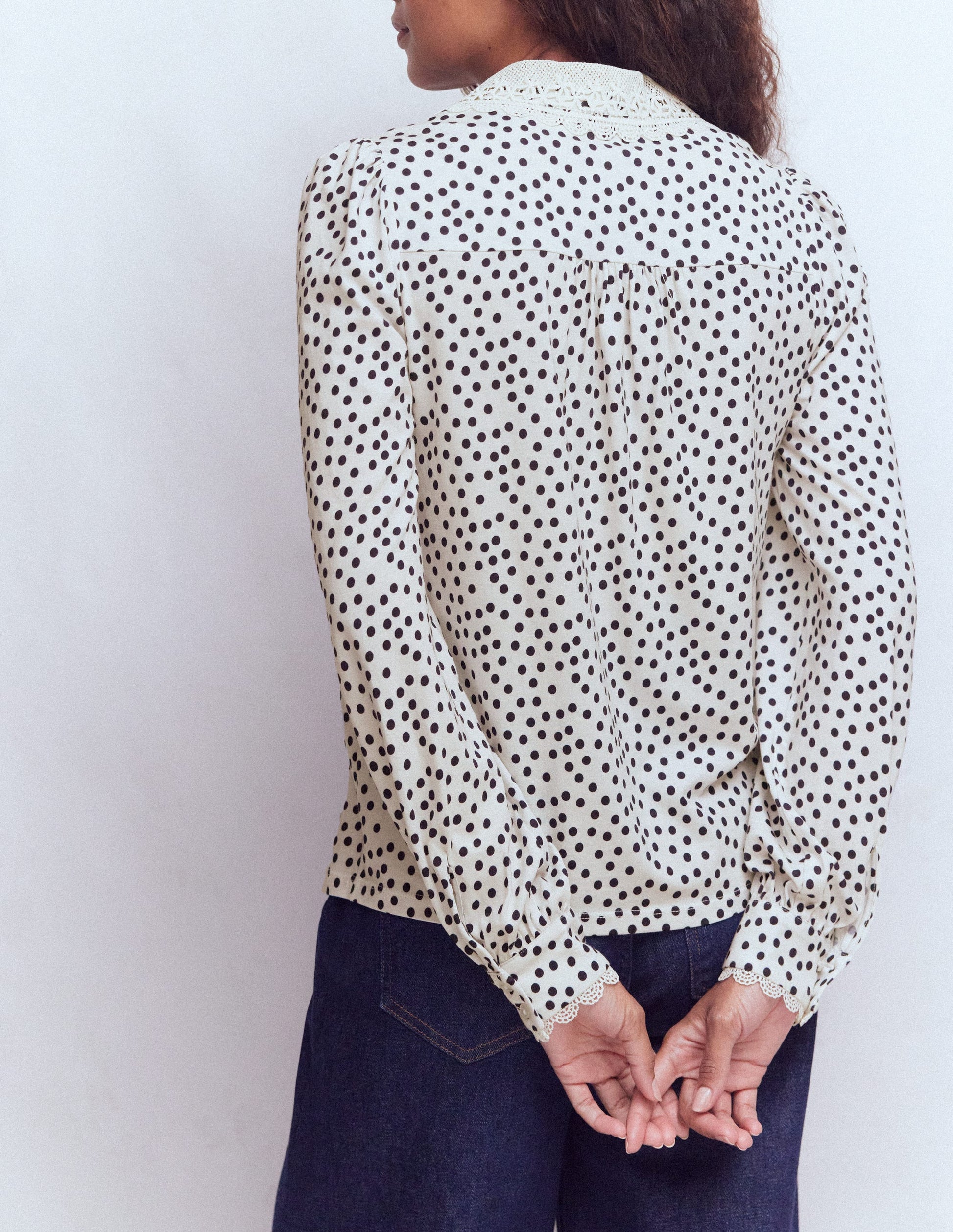 Lace Collar Blouse-Ivory, Painted Dot-3