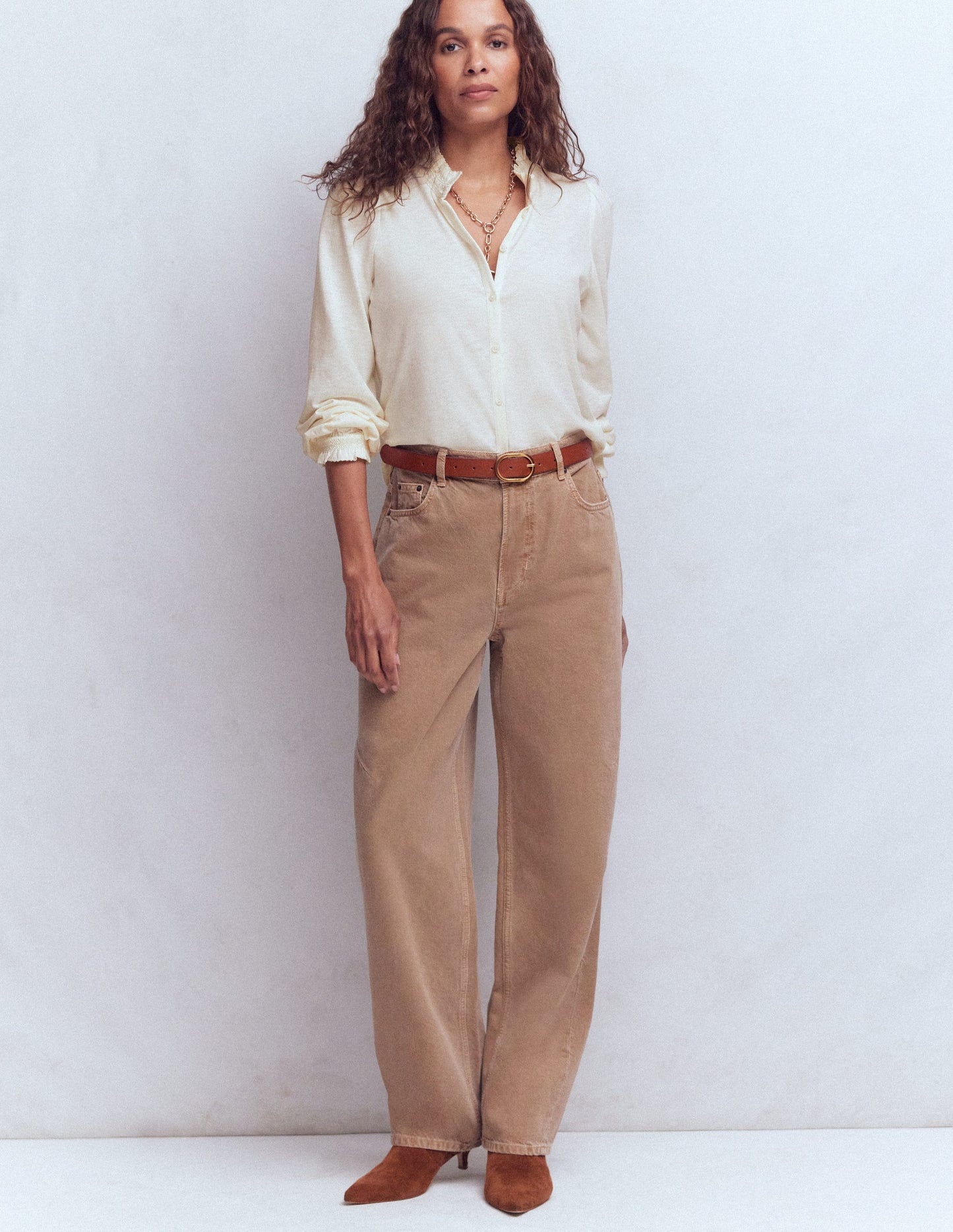 Effie Smocked Detail Shirt-Ivory