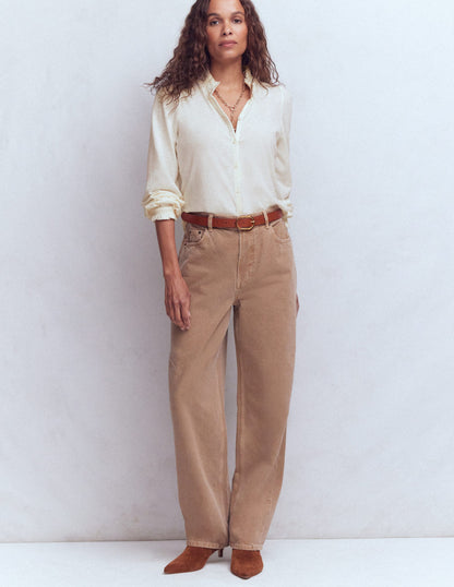 Effie Smocked Detail Shirt-Ivory-4