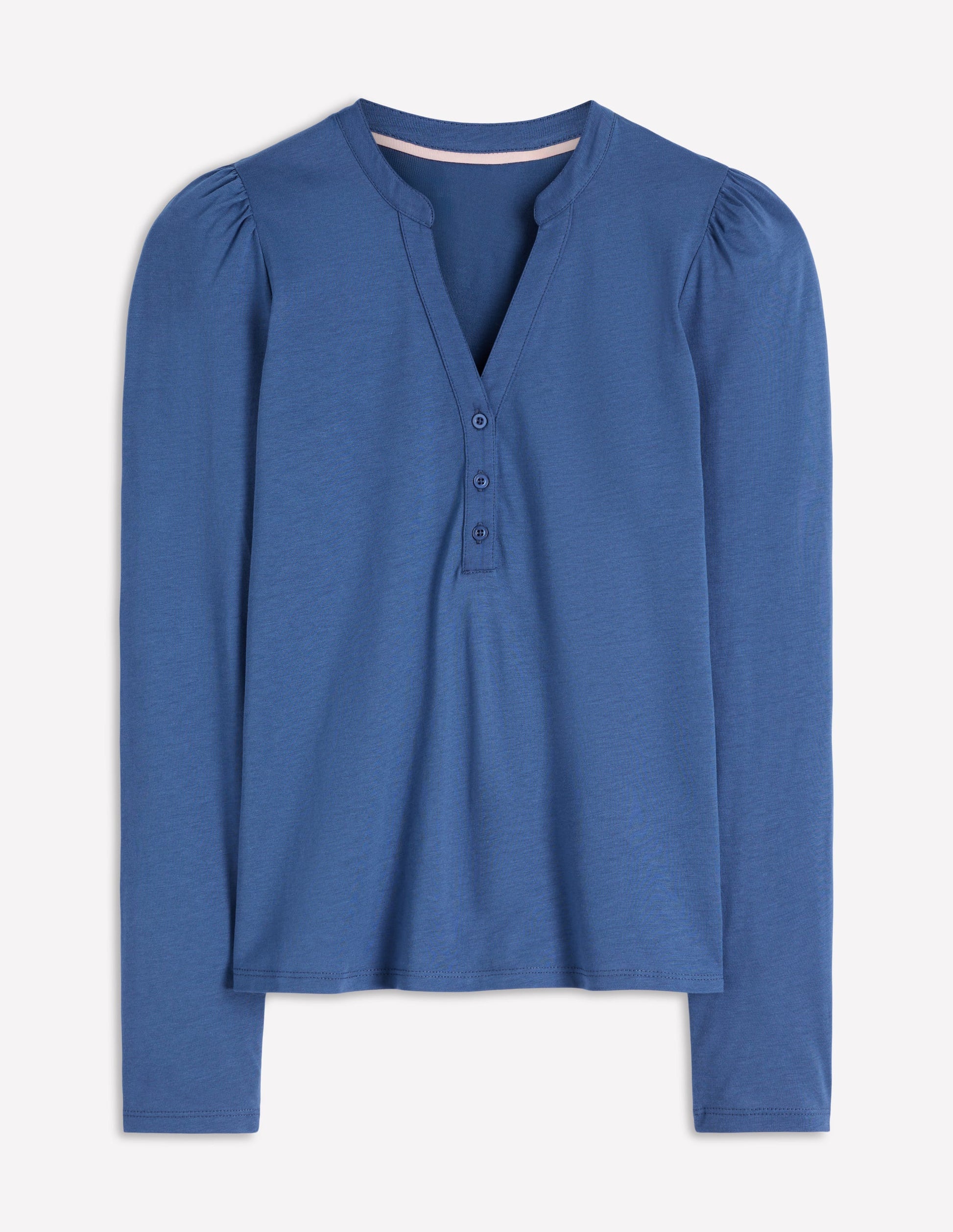 Supersoft Open Neck Henley-True Navy-5