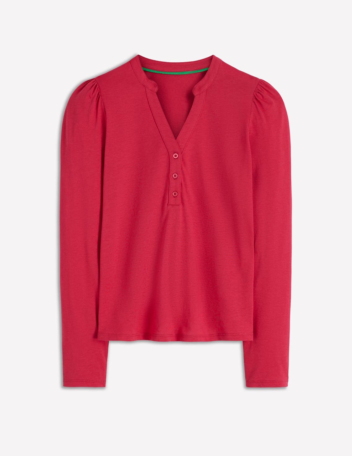 Supersoft Open Neck Henley-Pomegranate - Image 6
