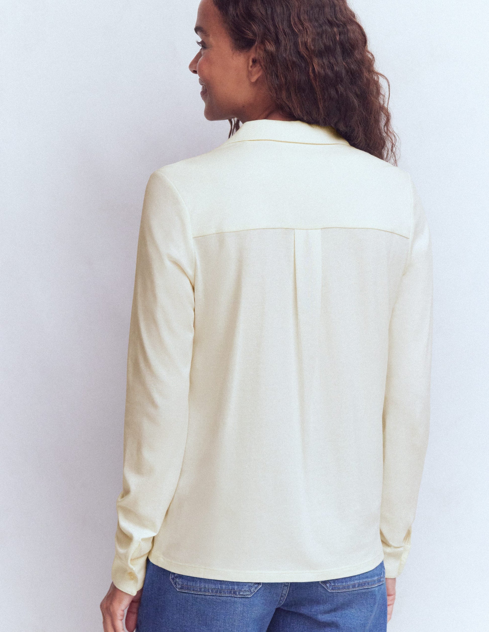 Trim Detail Jersey Shirt-Ivory-3