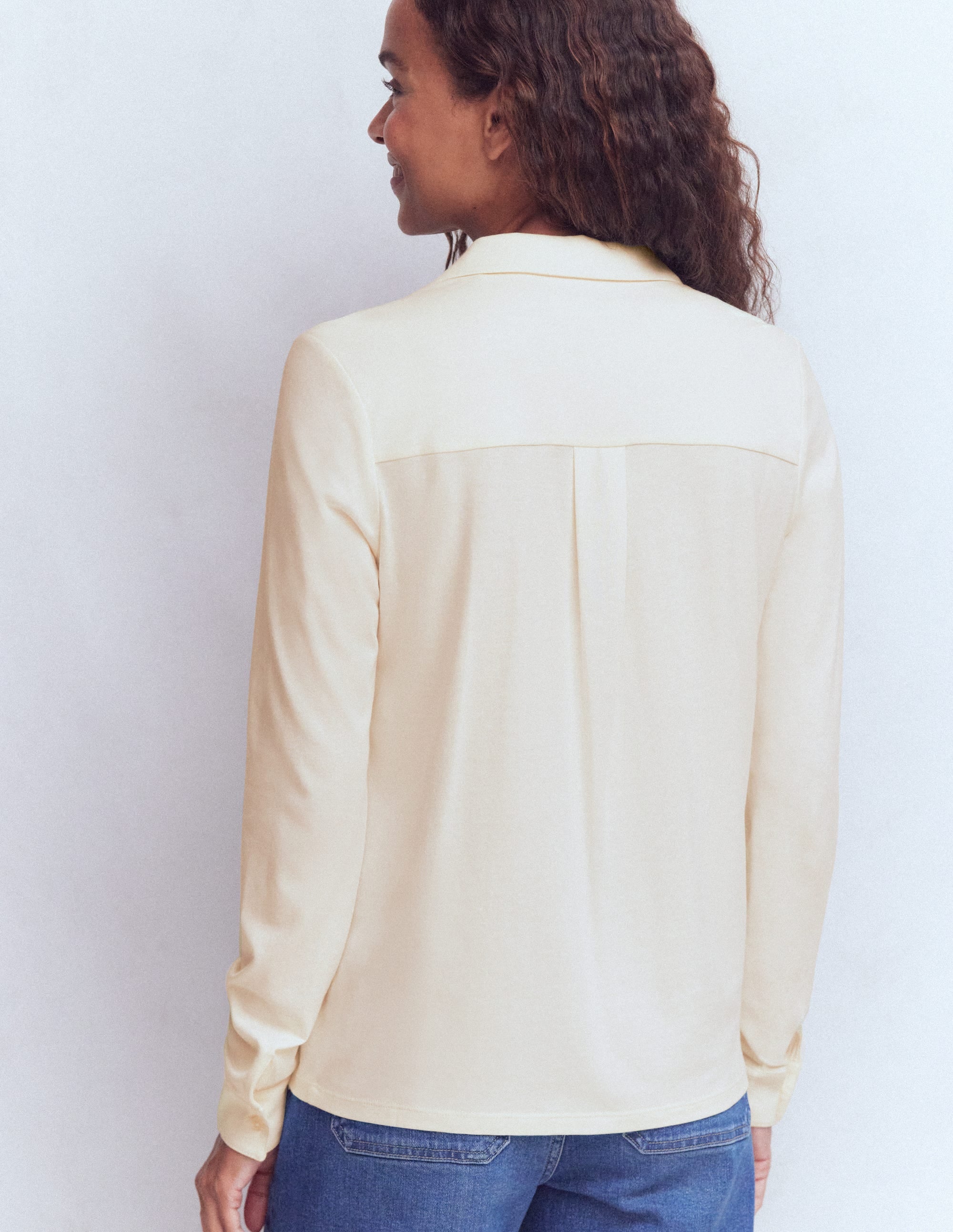 Trim Detail Jersey Shirt-Ivory - Image 3
