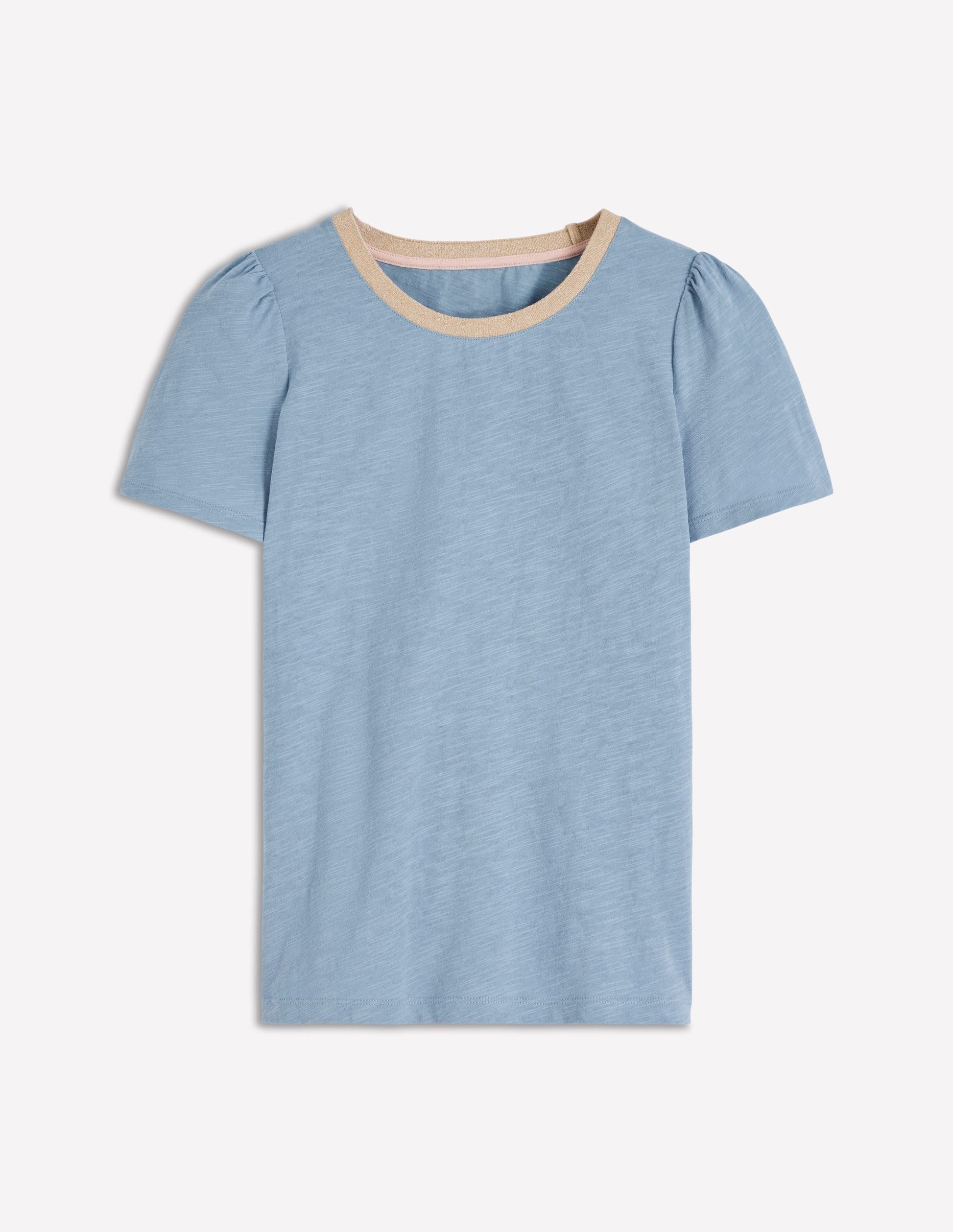 Metallic Trim T-Shirt-French Blue-5