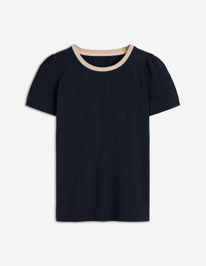 Metallic Trim T-Shirt-Navy-4