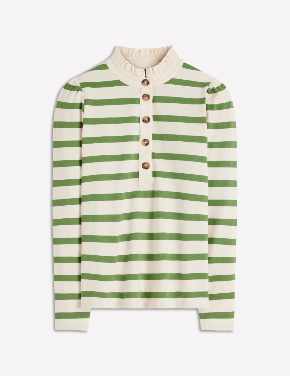 Ruffle Collar Mariner-Ivory and Safari Green Stripe-5