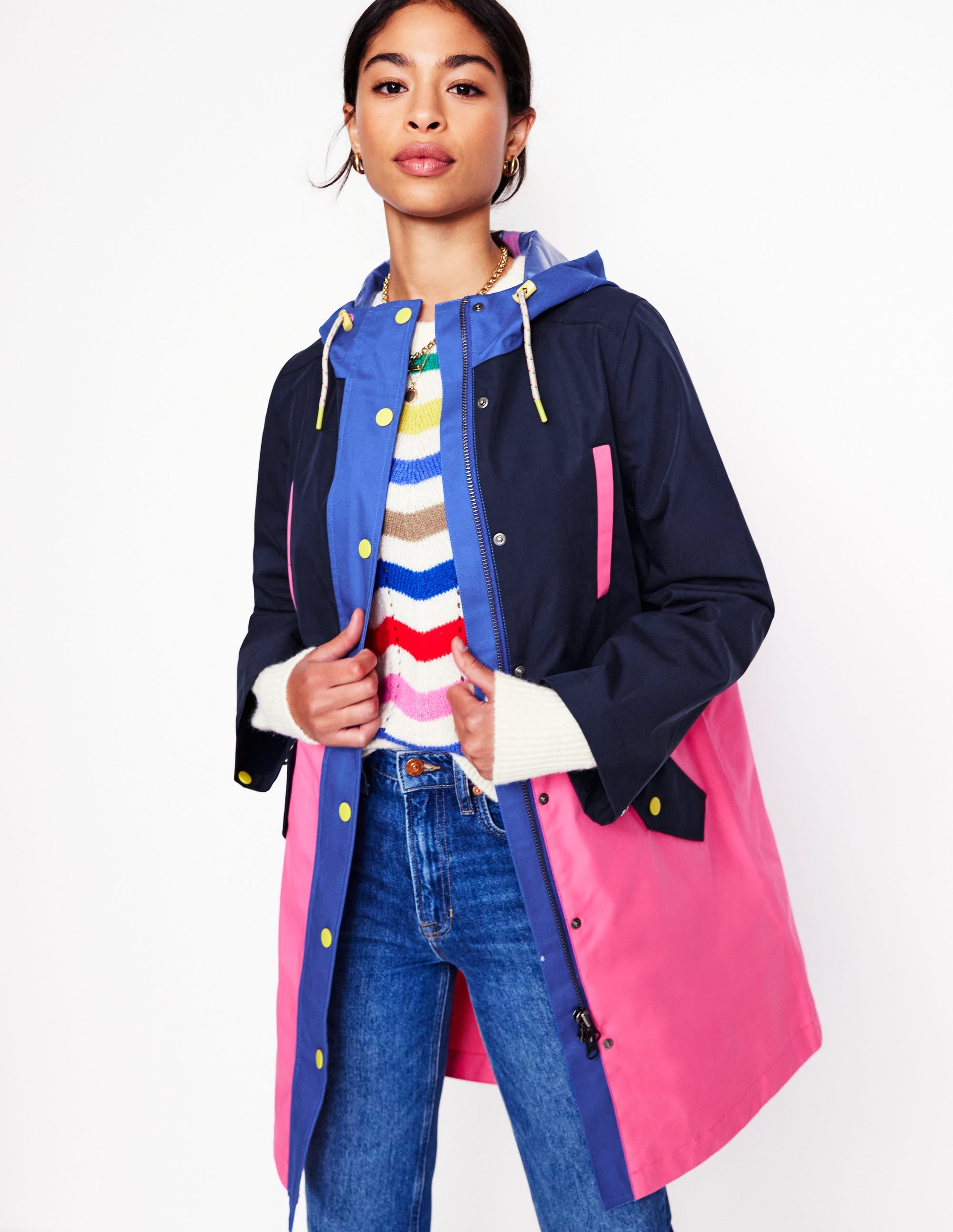 Wells Waterproof Hooded Coat-Colourblock - Image 1
