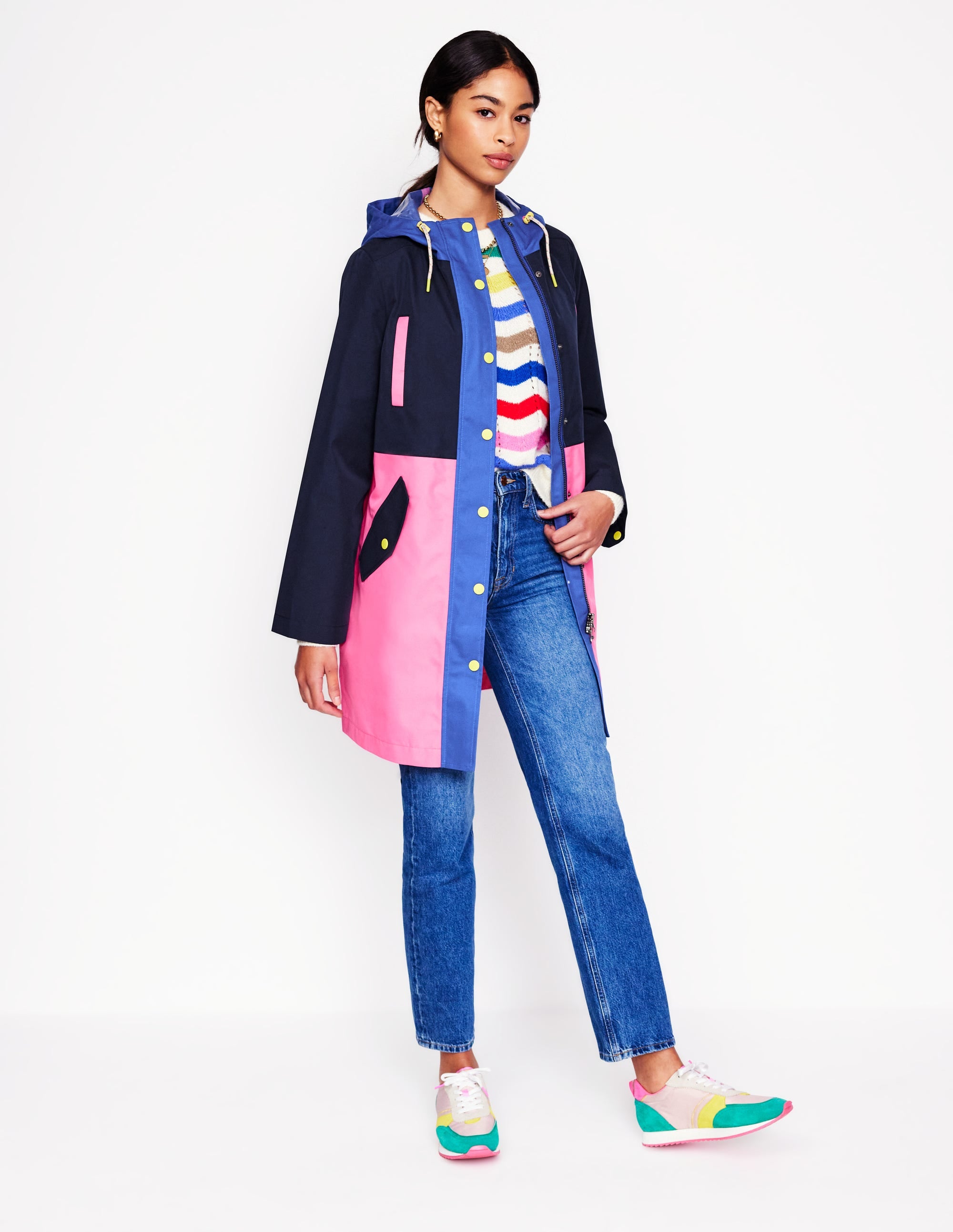 Wells Waterproof Hooded Coat-Colourblock - Image 4