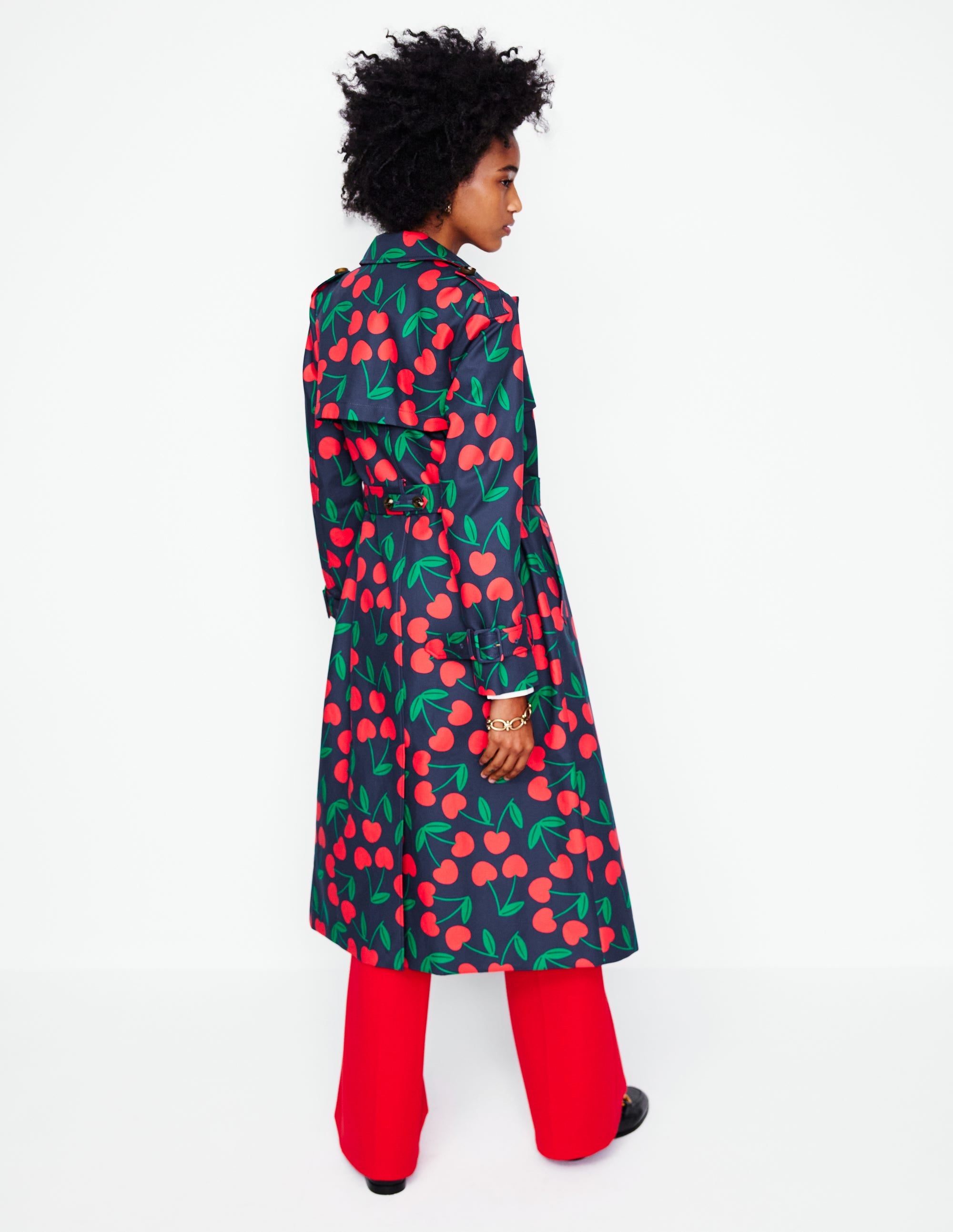 Cheltenham Trench Coat-French Navy, Cherry Scatter - Image 4