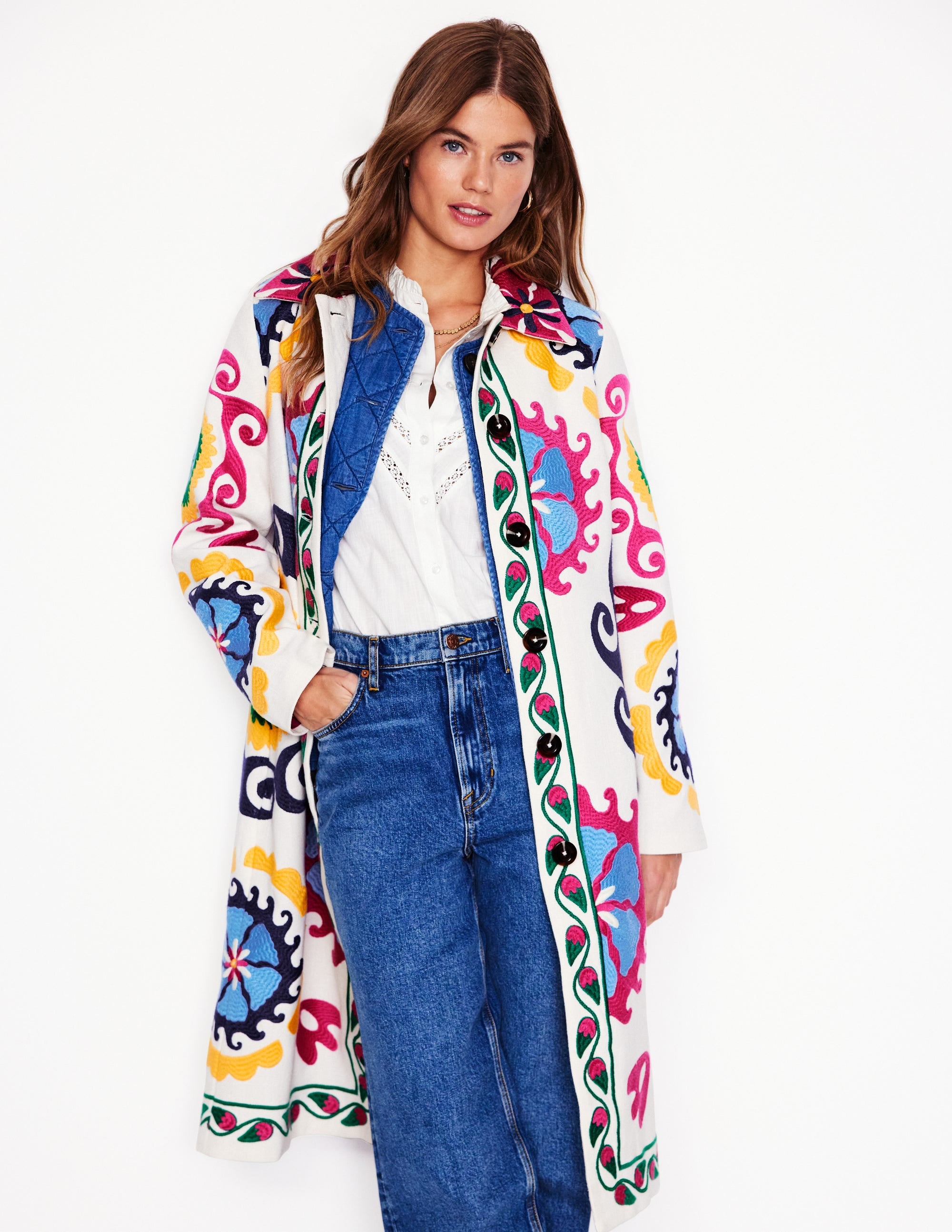 Embroidered Souvenir Coat-Multi, Ornamental Wave - Image 1