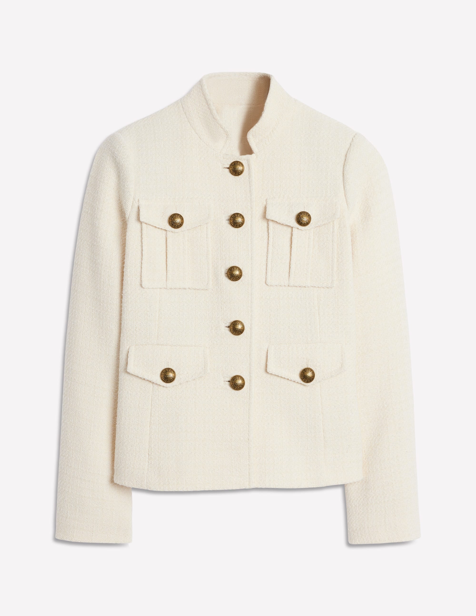 Textured Button Jacket-Ivory - Image 5